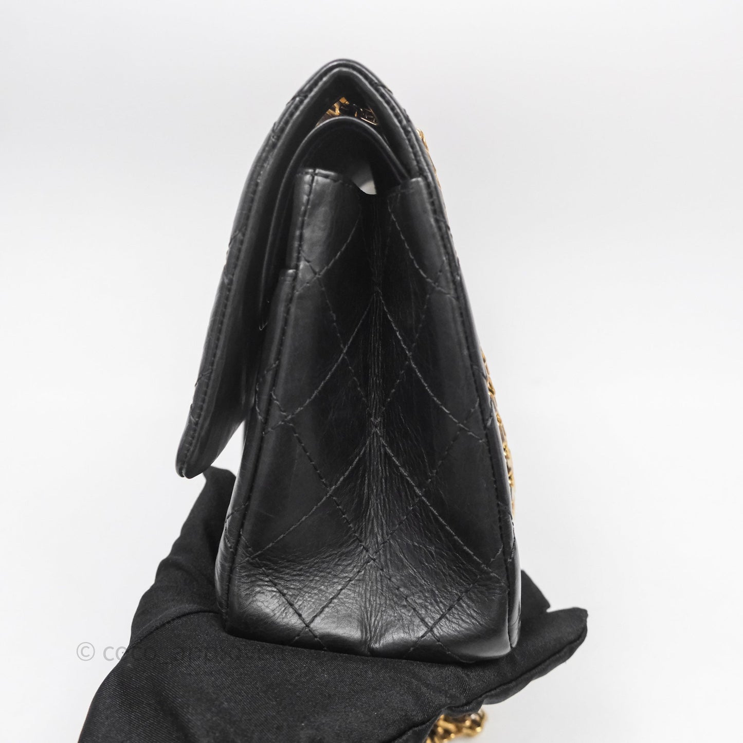 Chanel Quilted 2.55 Reissue 226 Flap Bag Black Aged Calfskin Gold Hardware