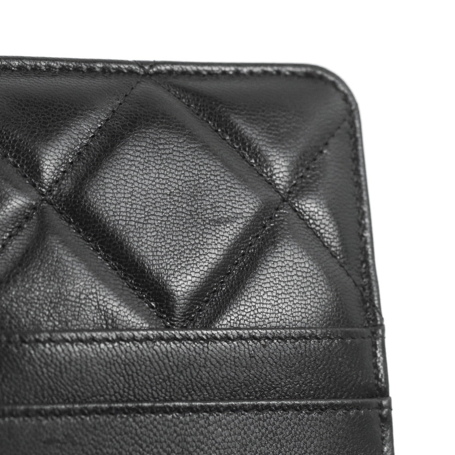 Chanel 19 Phone Holder Long Zip Wallet Black Goatskin Gold Hardware