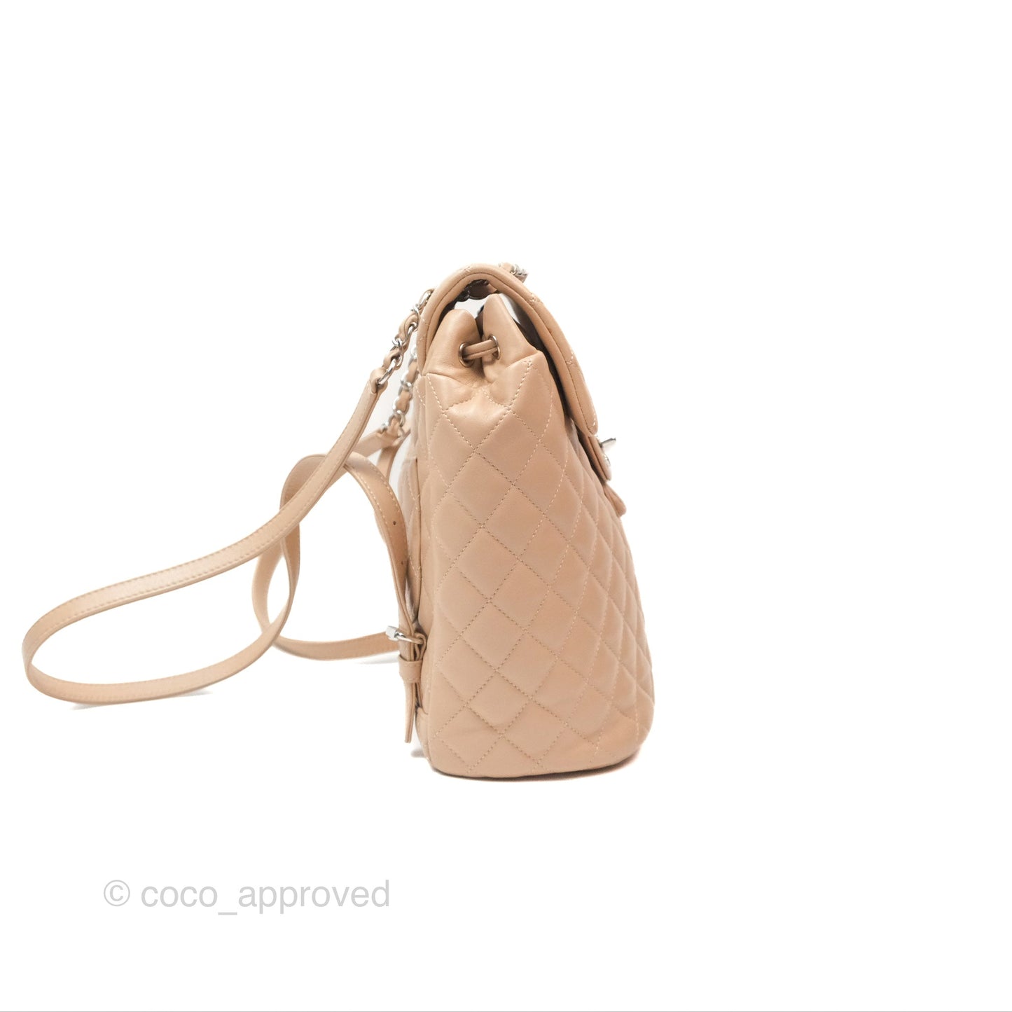 Chanel Quilted Small Urban Spirit Backpack Beige Lambskin Silver Hardware