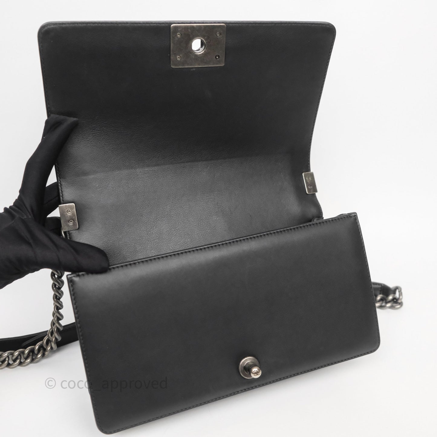 Chanel Quilted Medium Boy Black Calfskin Ruthenium Hardware