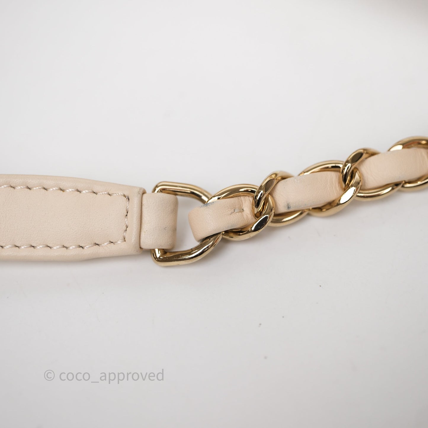 Chanel New Small Deauville Cream Ivory Canvas Light Gold Hardware