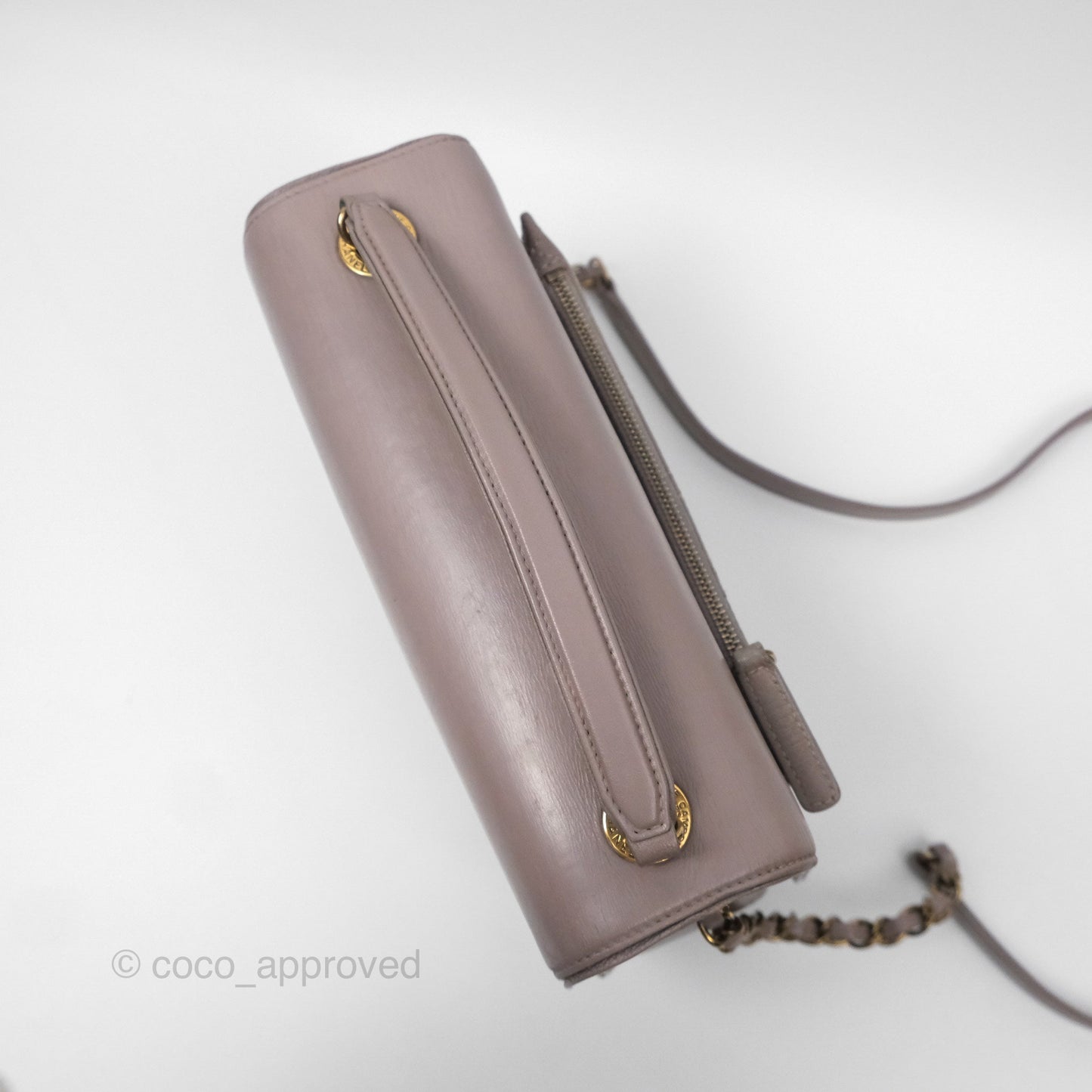Chanel Coco Curve Flap Burnished Lilac Grey Calfskin Goatskin Antique Gold Hardware