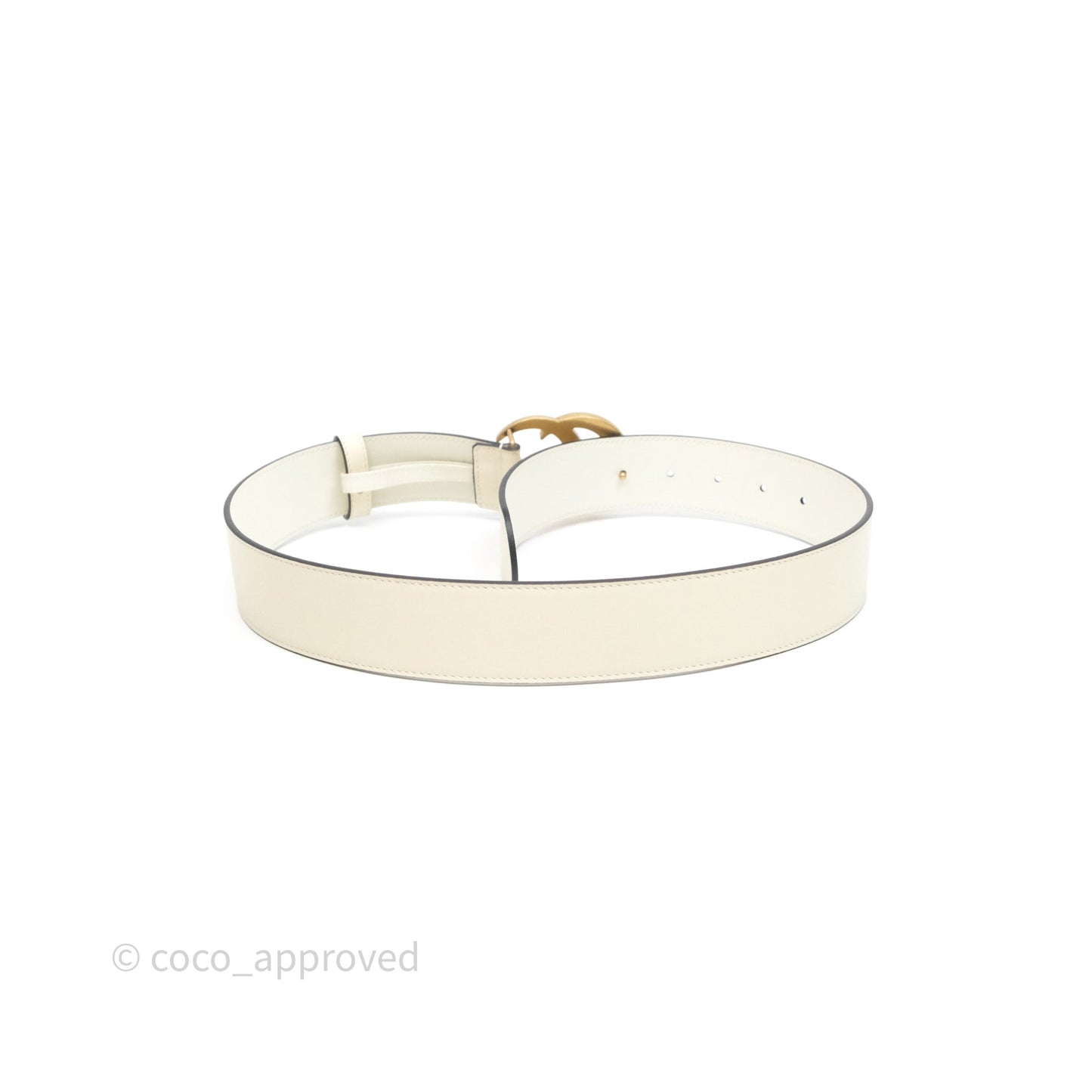 Gucci Double GG 20mm Belt 75 30 White Calfskin