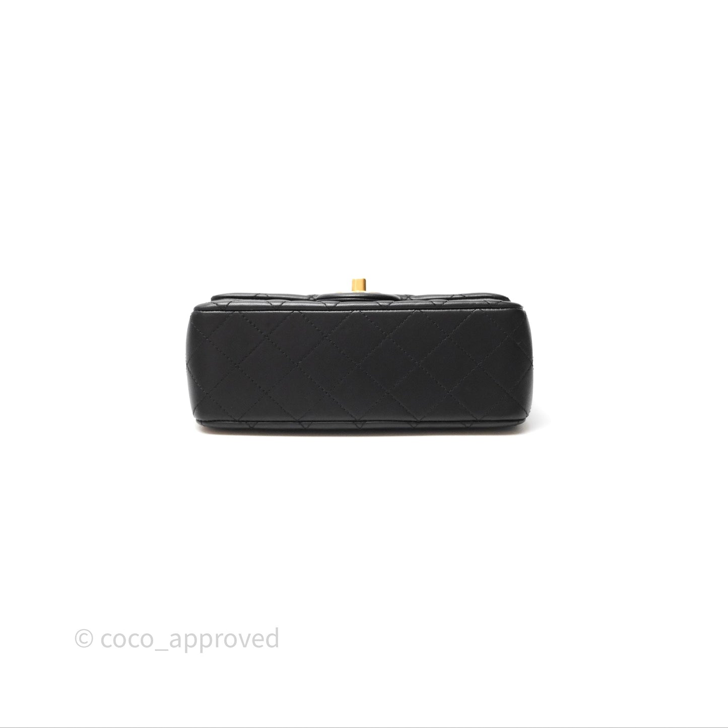 Chanel Mini Rectangular Pearl Crush Quilted Black Lambskin Aged Gold Hardware