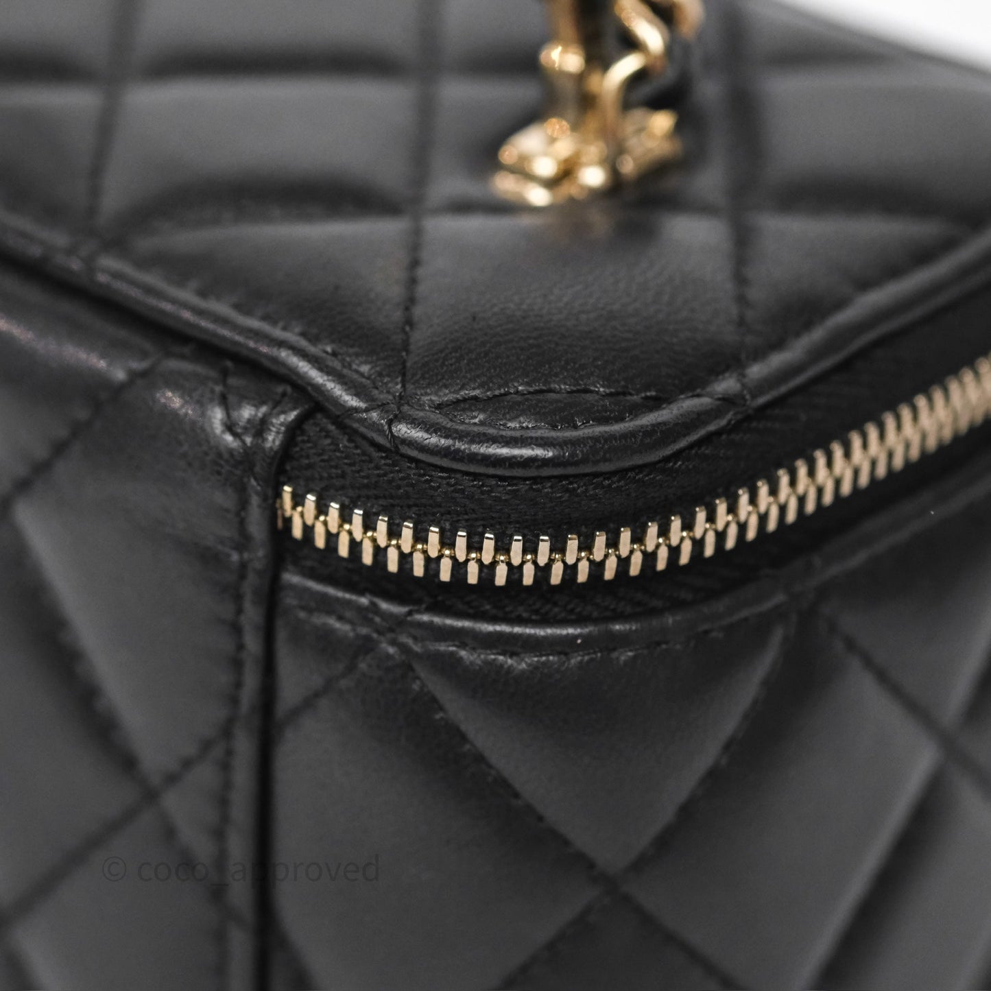 Chanel Crystals Top Handle Vanity Rectangular Black Lambskin Gold Hardware