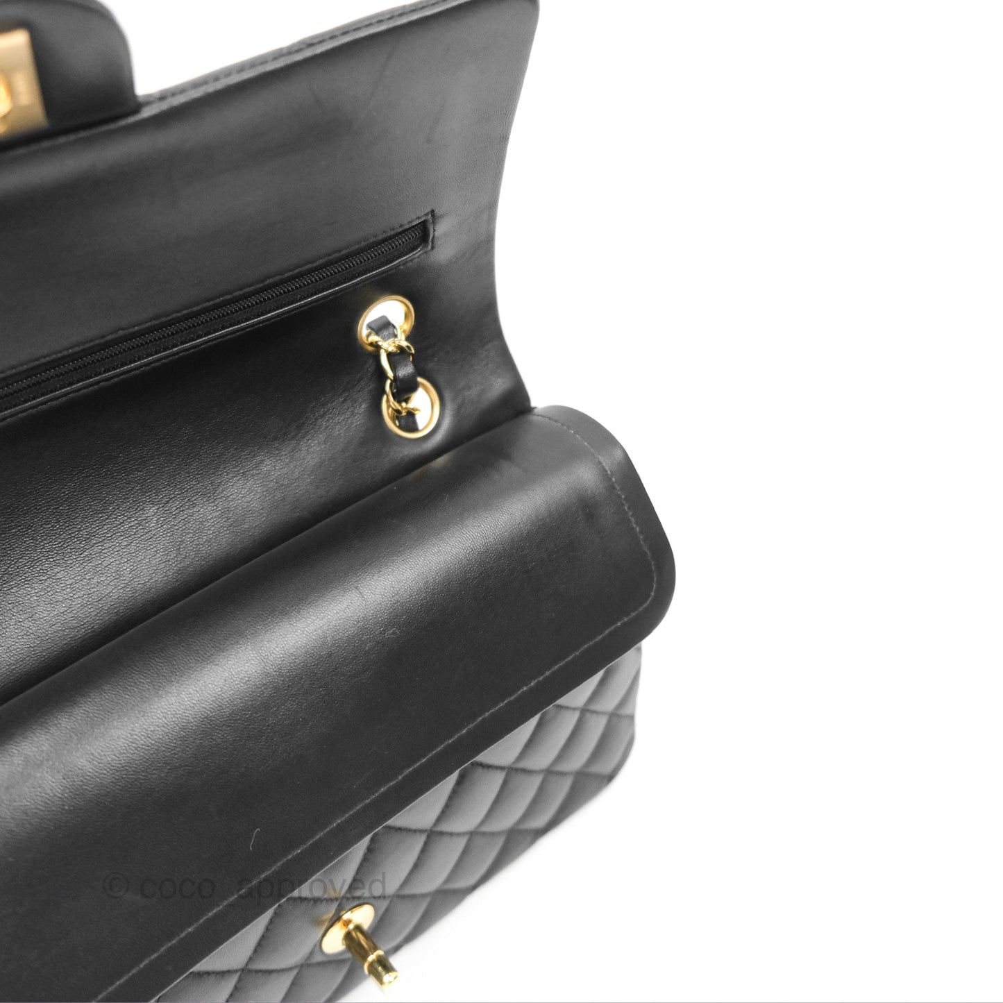 Chanel Classic M/L Medium Flap Quilted Black Lambskin Gold Hardware
