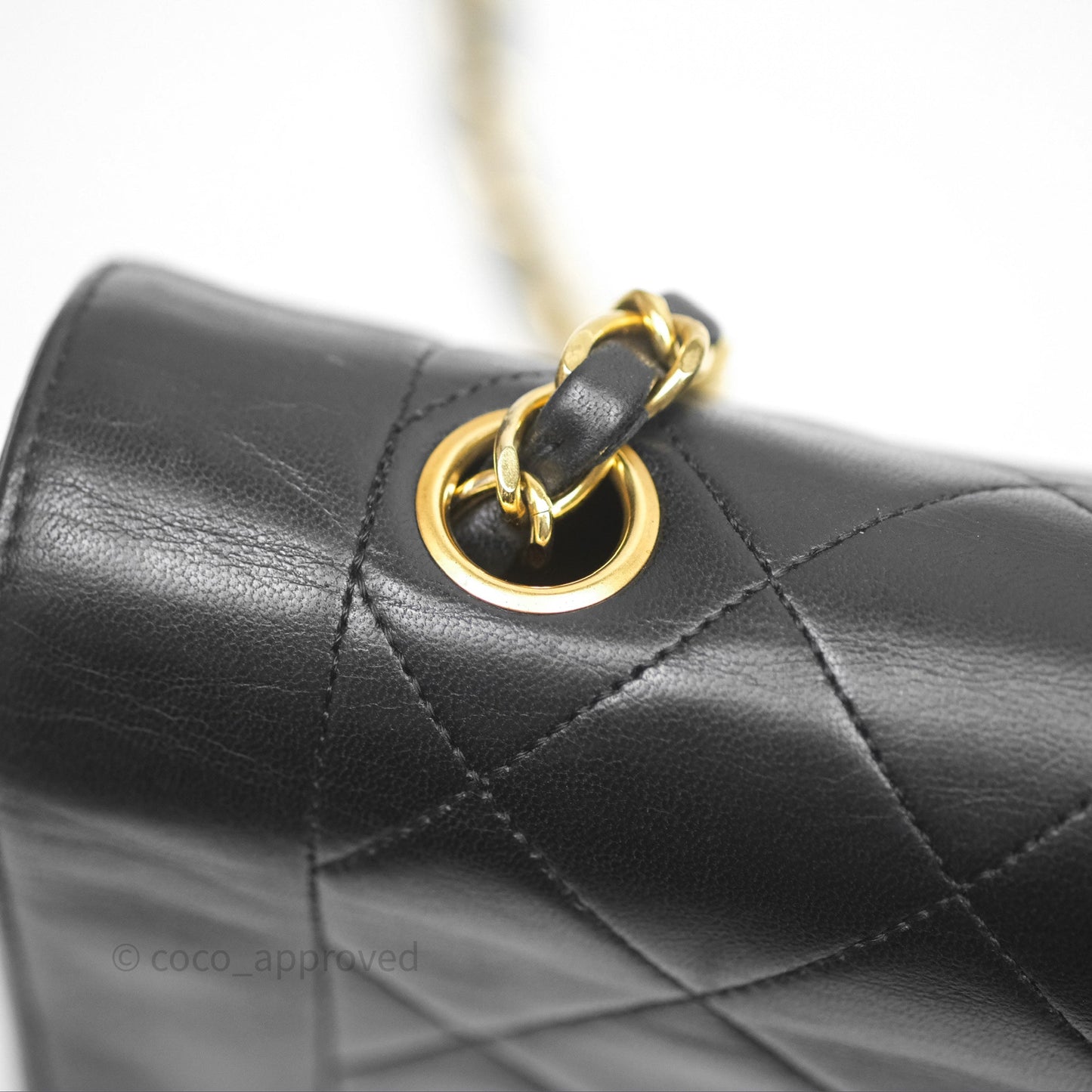 Chanel Vintage Medium Quilted Diana Flap Bag Black Lambskin 24K Gold Hardware