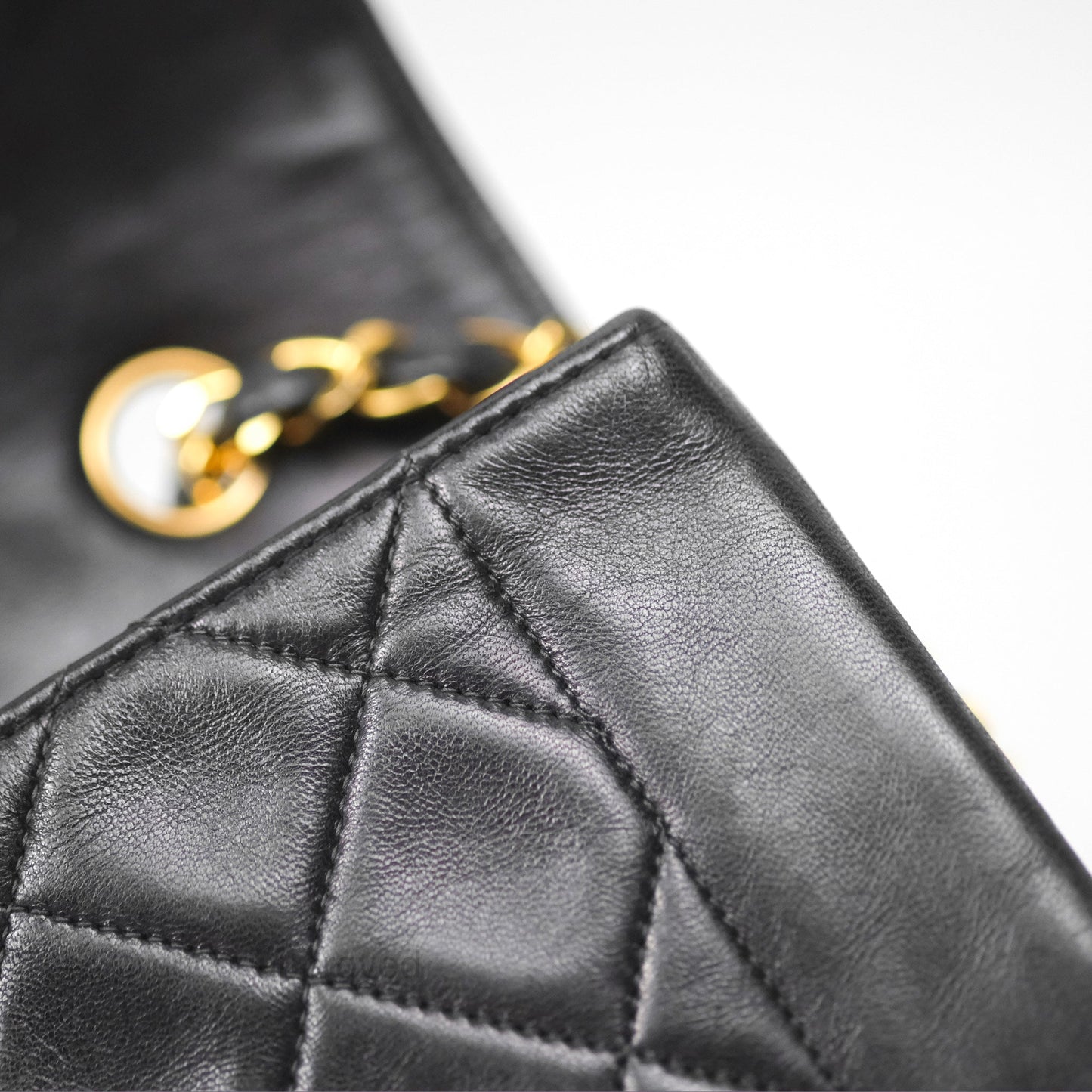 Chanel Vintage Medium Classic Diana Flap Bag Black Lambskin 24K Gold Hardware