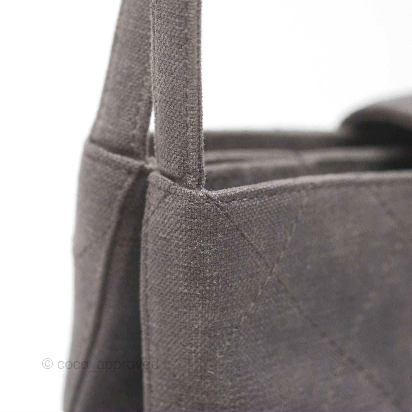 Chanel Vintage CC Lock Flap Shoulder Bag Grey Canvas 24K Gold Hardware