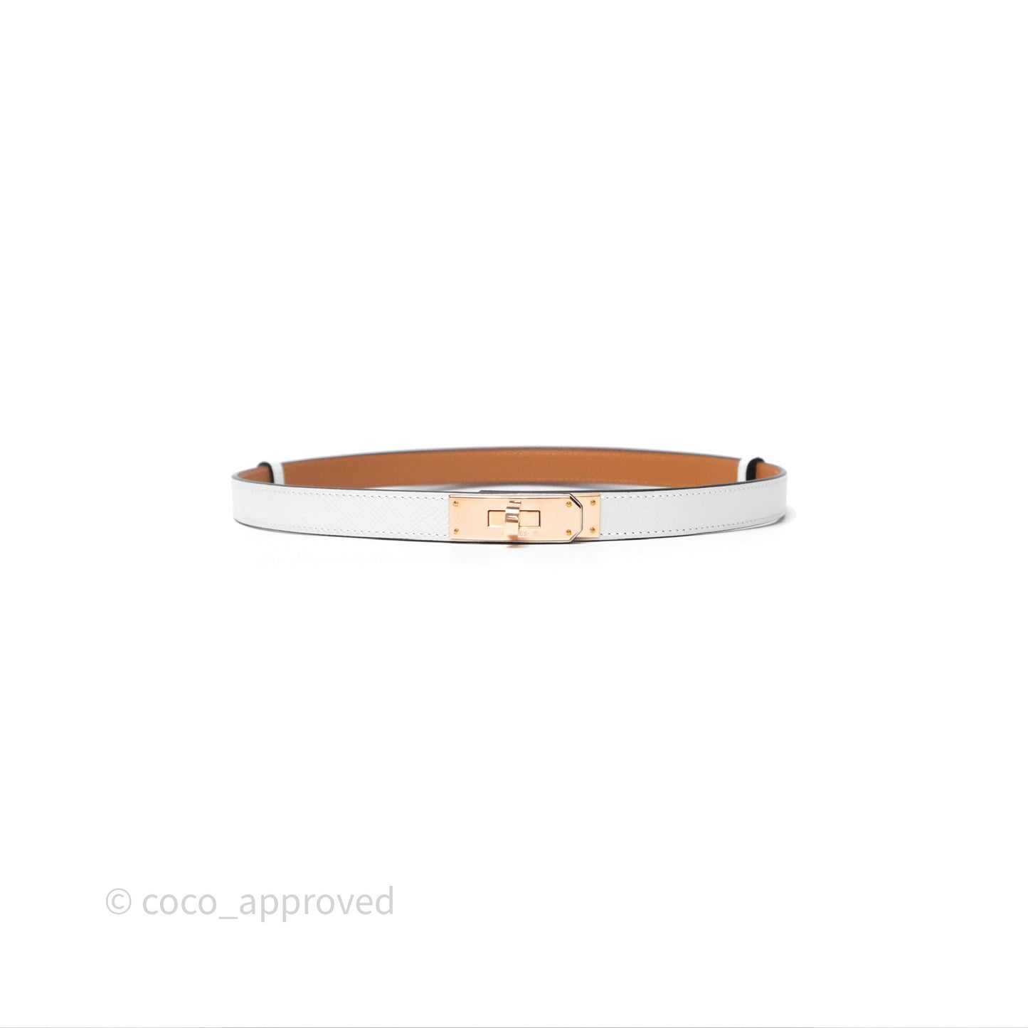 Hermès Kelly 18 Belt 01 Blanc White Epsom Rose Gold Hardware