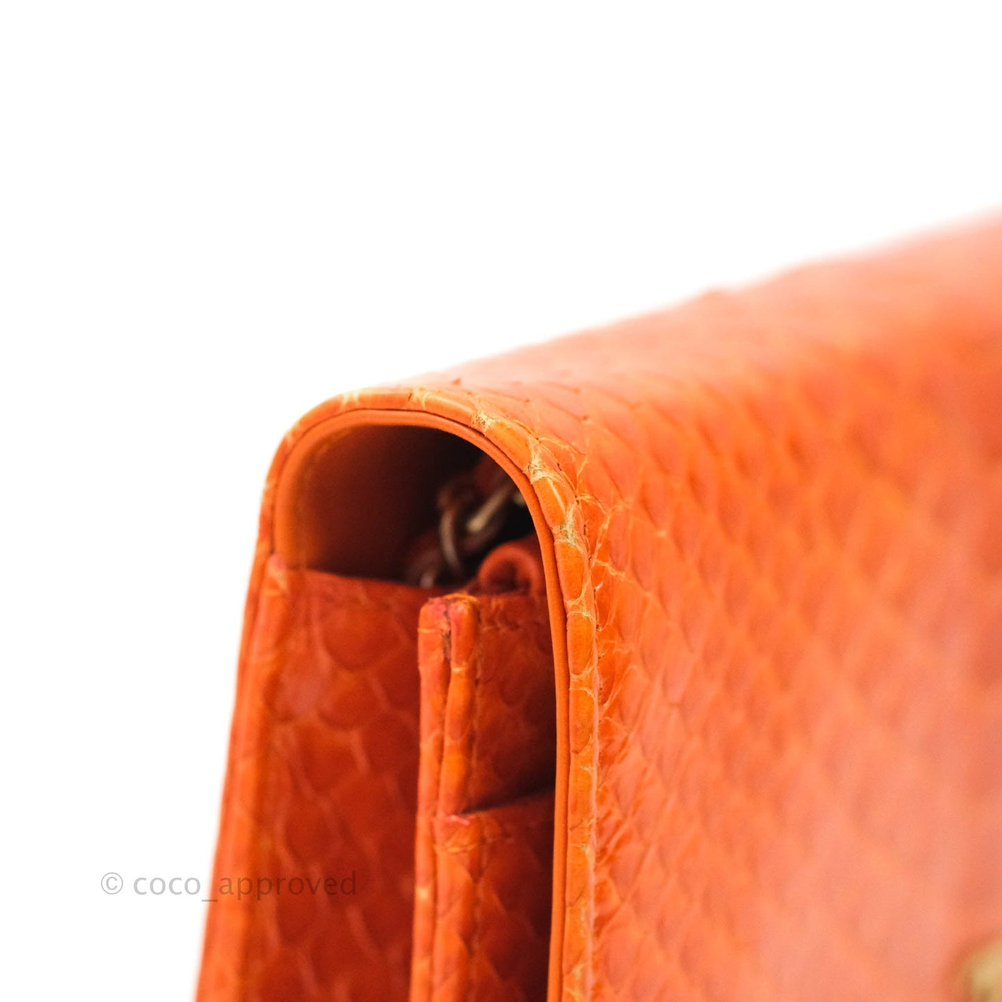 Chanel Wallet on Chain WOC Orange Python Aged Gold Hardware