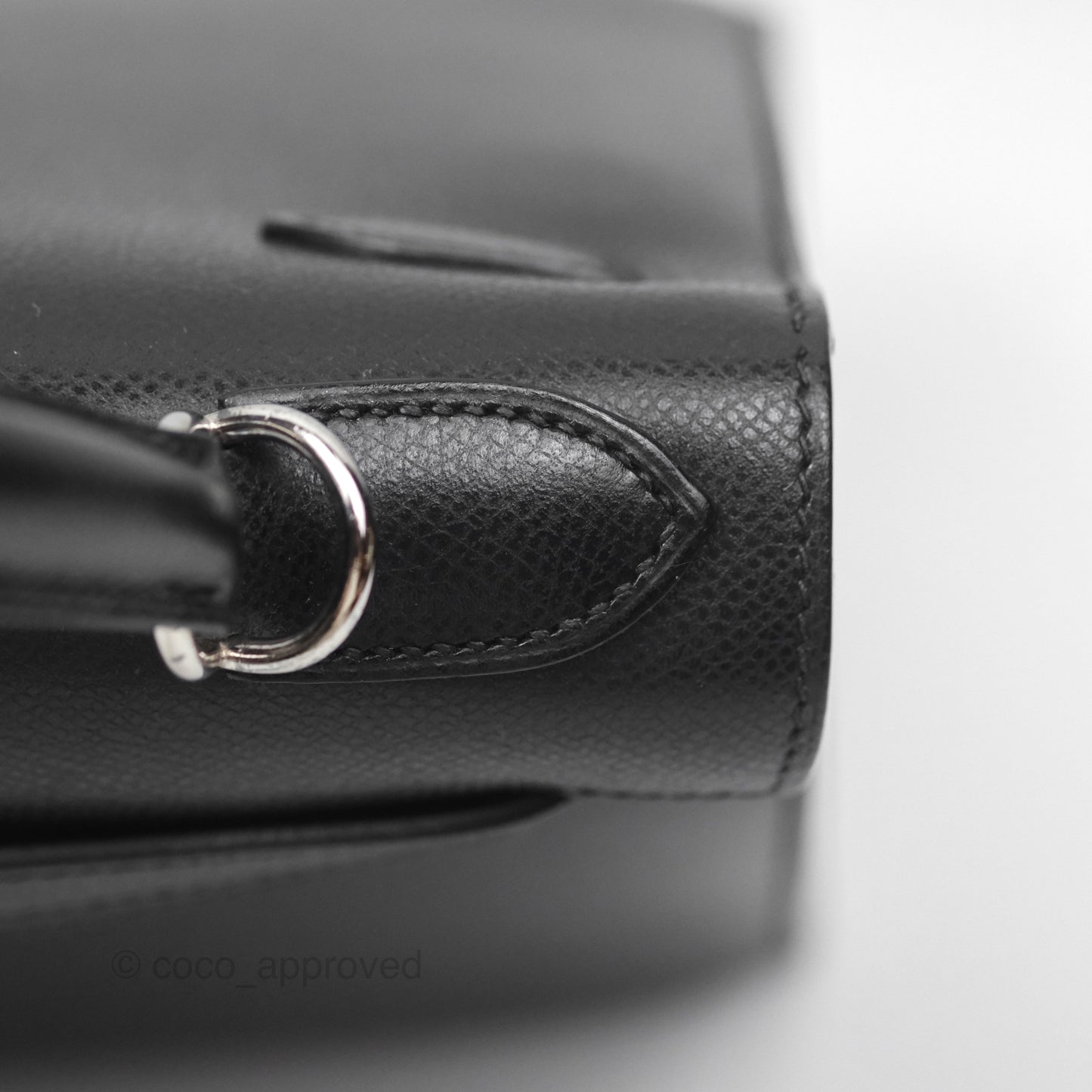 Hermès Vintage Kelly 28 Sellier Noir 89 Courchevel Palladium Hardware