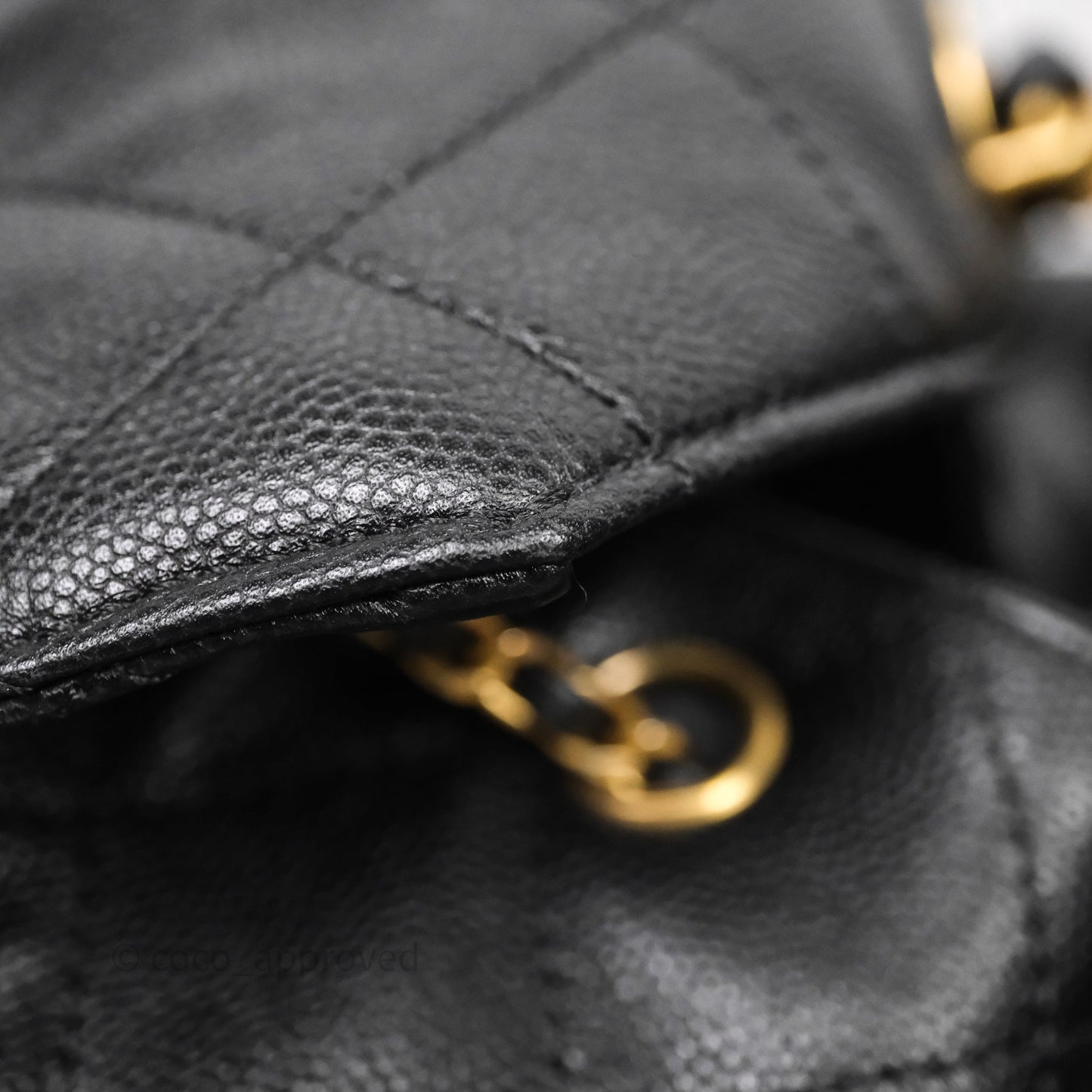 Chanel 25 Medium Black Caviar Aged Gold Hardware