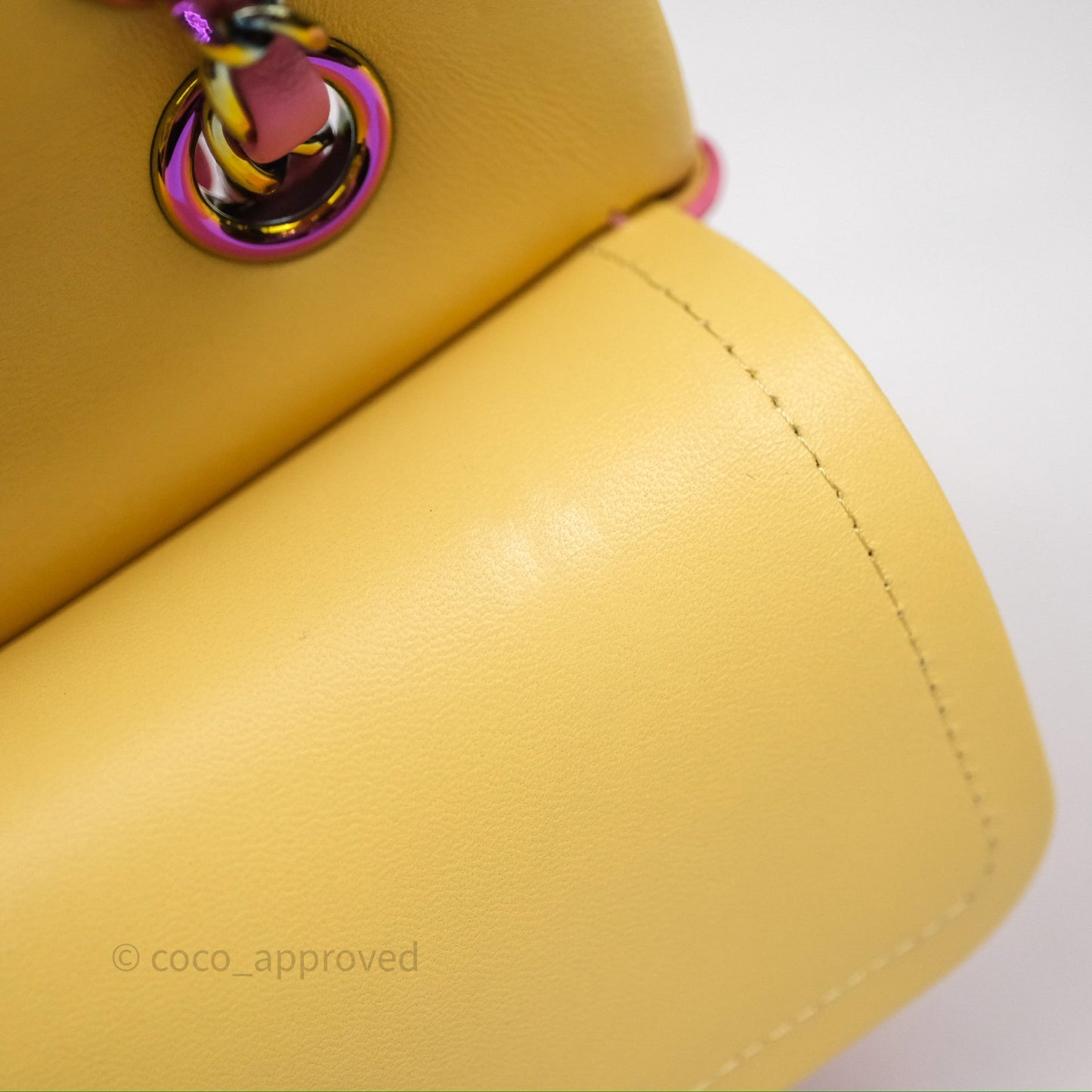 Chanel Small Classic Flap Quilted Pink Lambskin Rainbow Hardware
