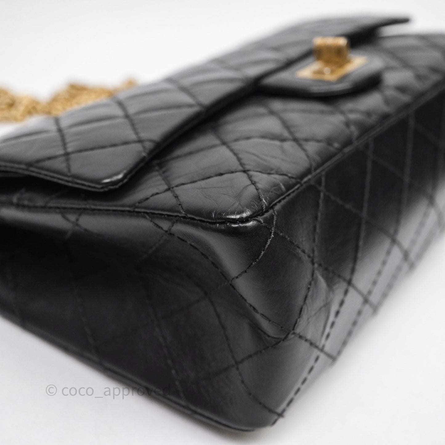 Chanel Reissue 225 Quilted Aged Calfskin Black Aged Gold Hardware