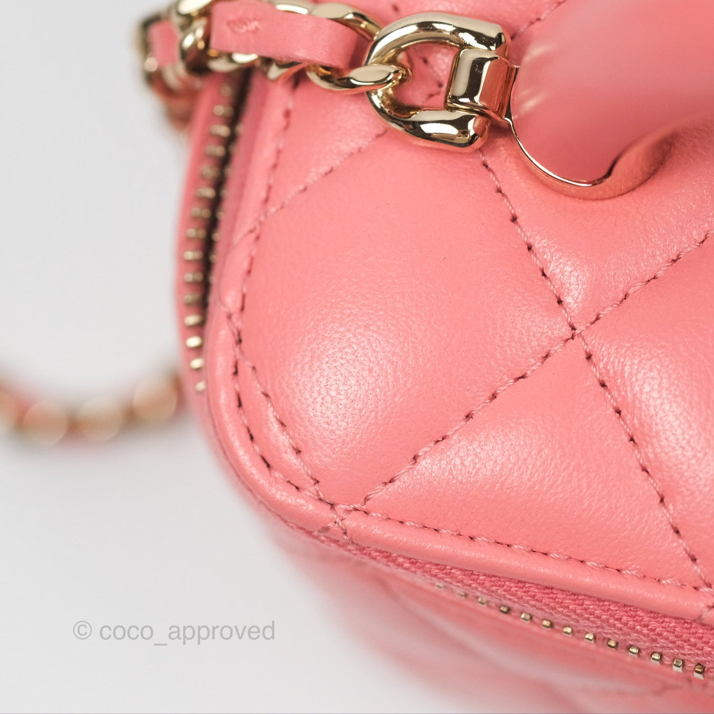 Chanel Vanity Rectangular Top Handle Pink Lambskin Gold Hardware