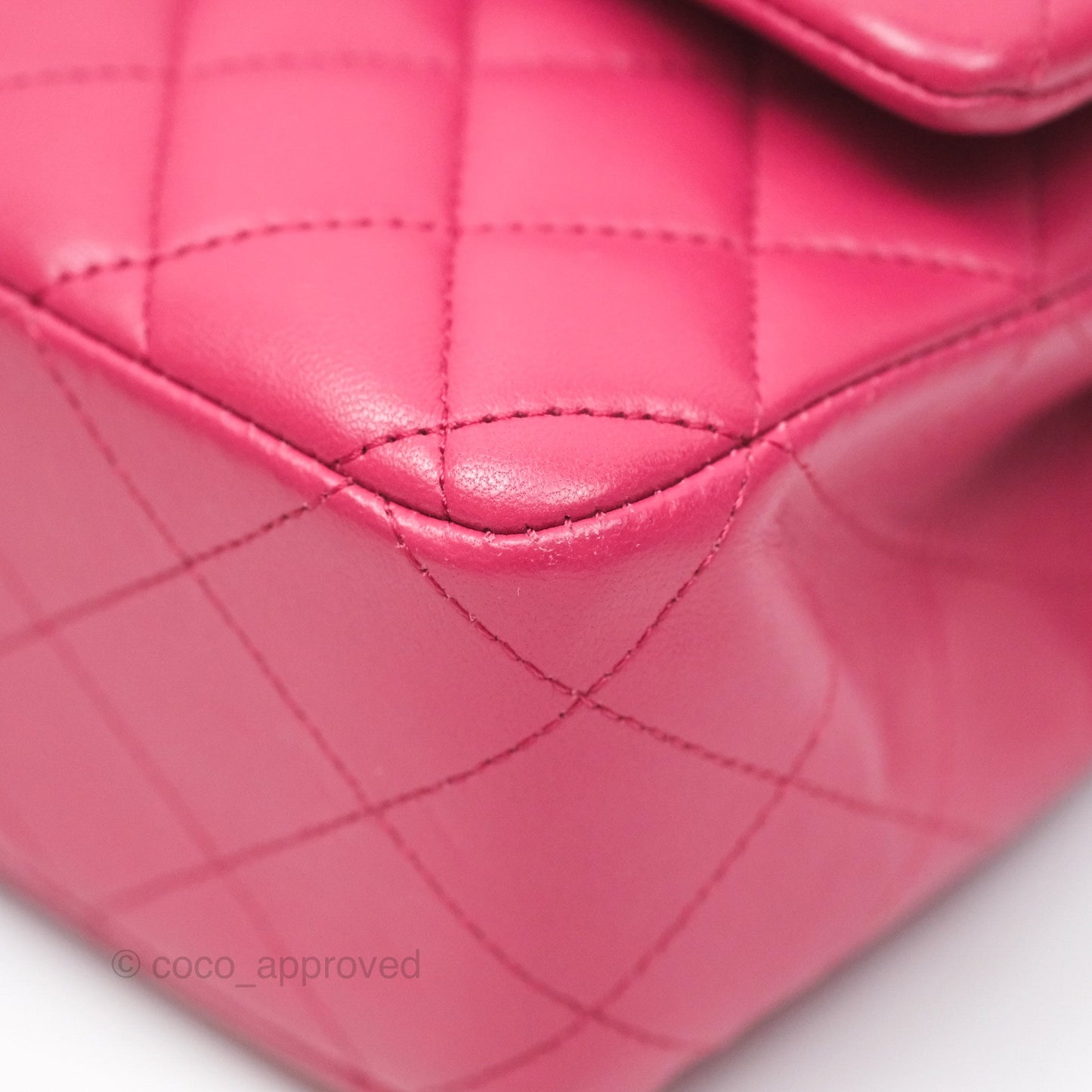 Chanel Classic M/L Medium Flap Quilted Dark Pink Lambskin Silver Hardware