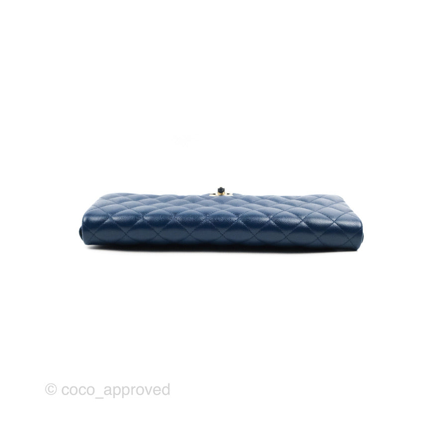 Chanel Quilted Caviar Navy Timeless Clutch Gold Hardware