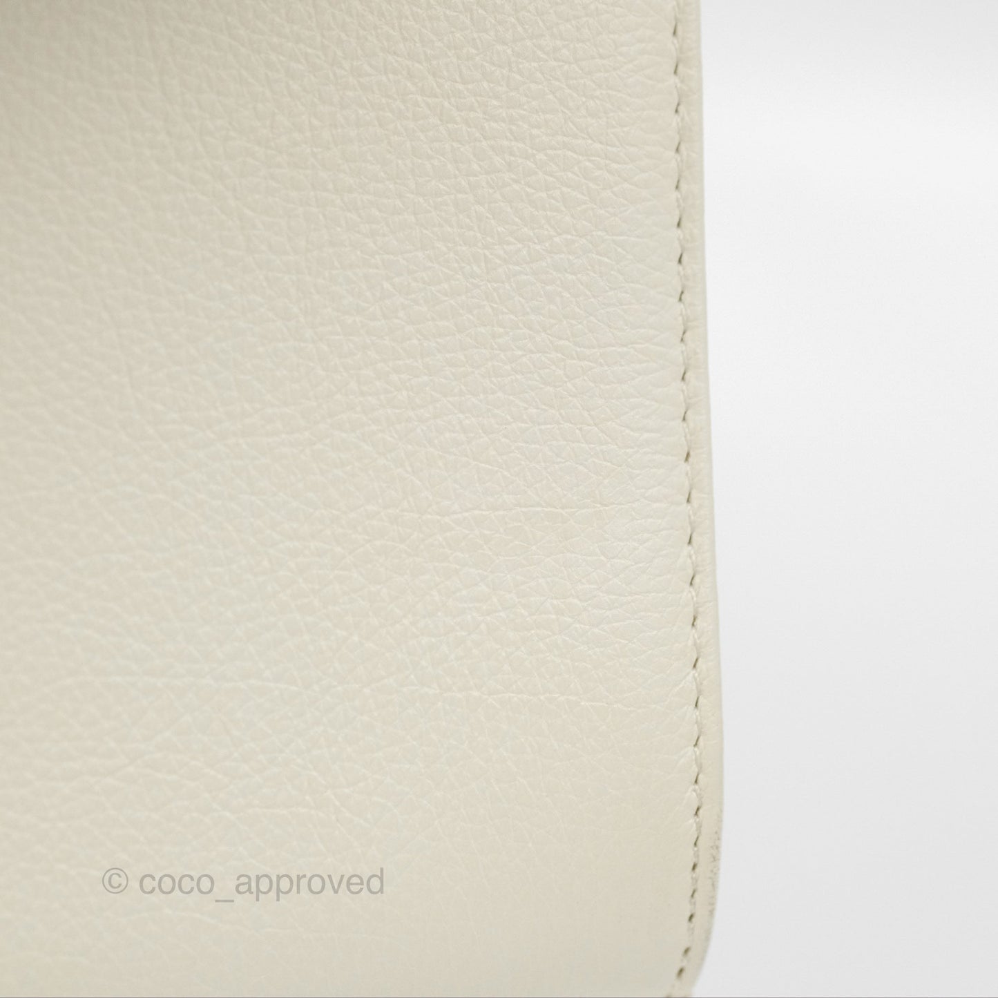 Chanel Quilted Label Click Flap Bag White Grained Calfskin Gold Hardware