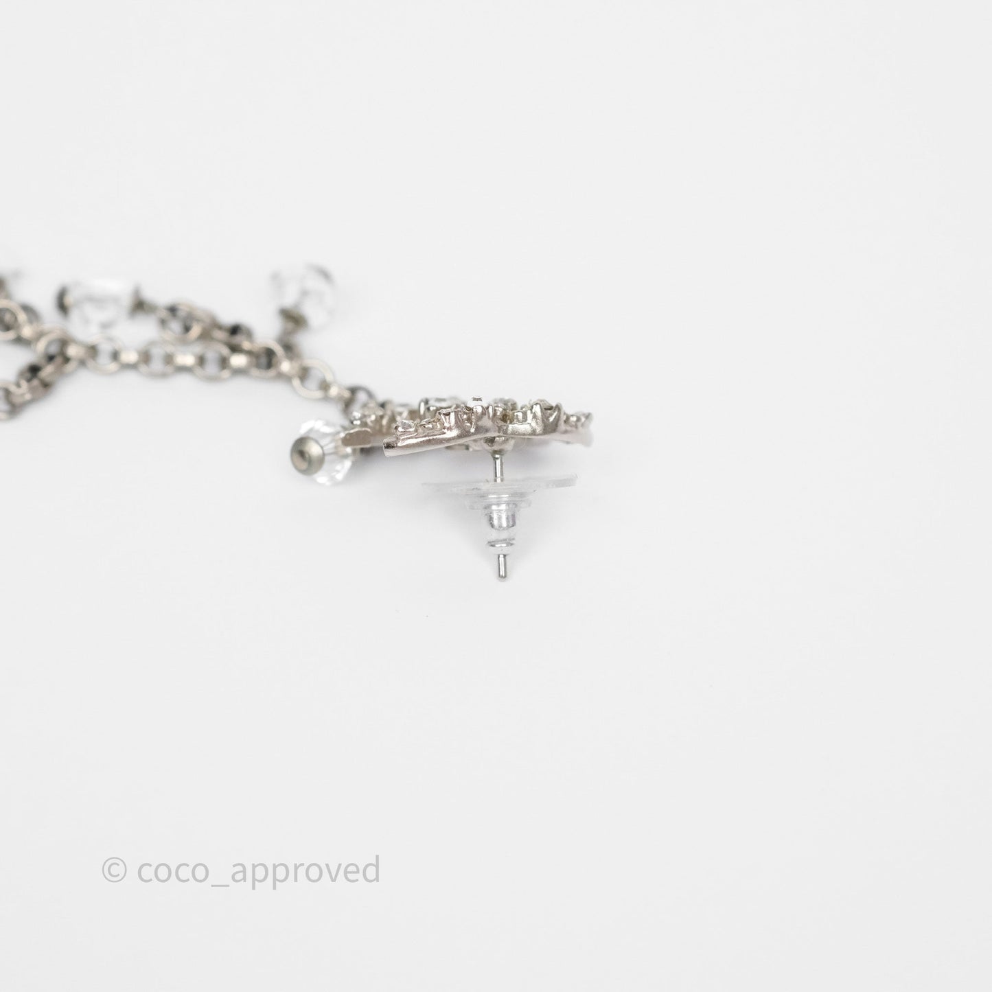 Chanel Crystal CC Drop Earrings Ruthenium Tone 18S
