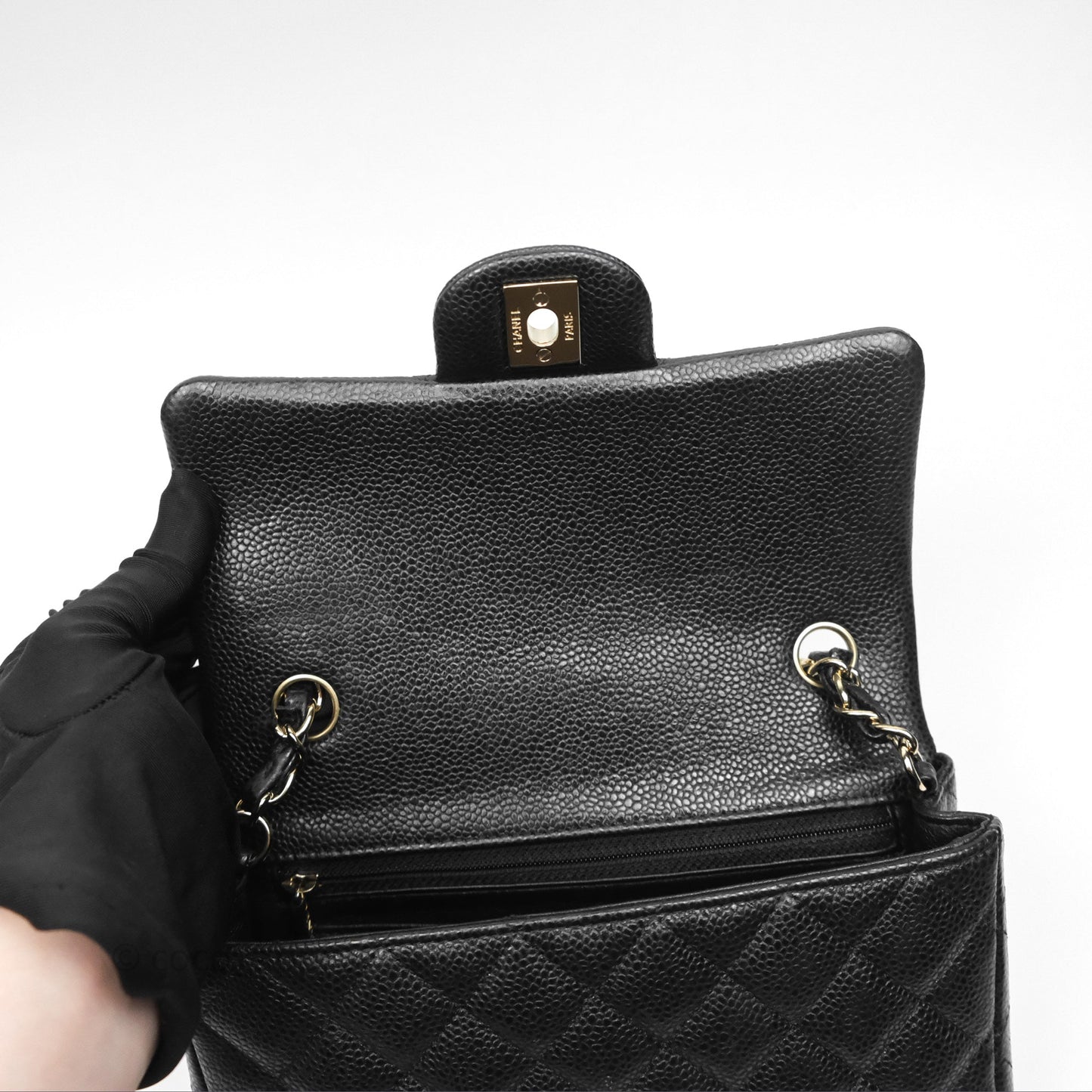 Chanel Quilted Mini Rectangular Black Caviar Gold Hardware