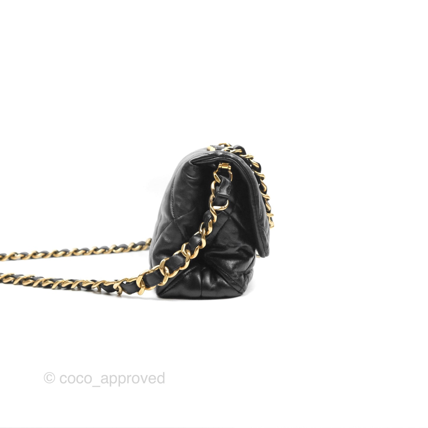 Chanel Chain Handle Flap Bag Black Goatskin Gold Hardware