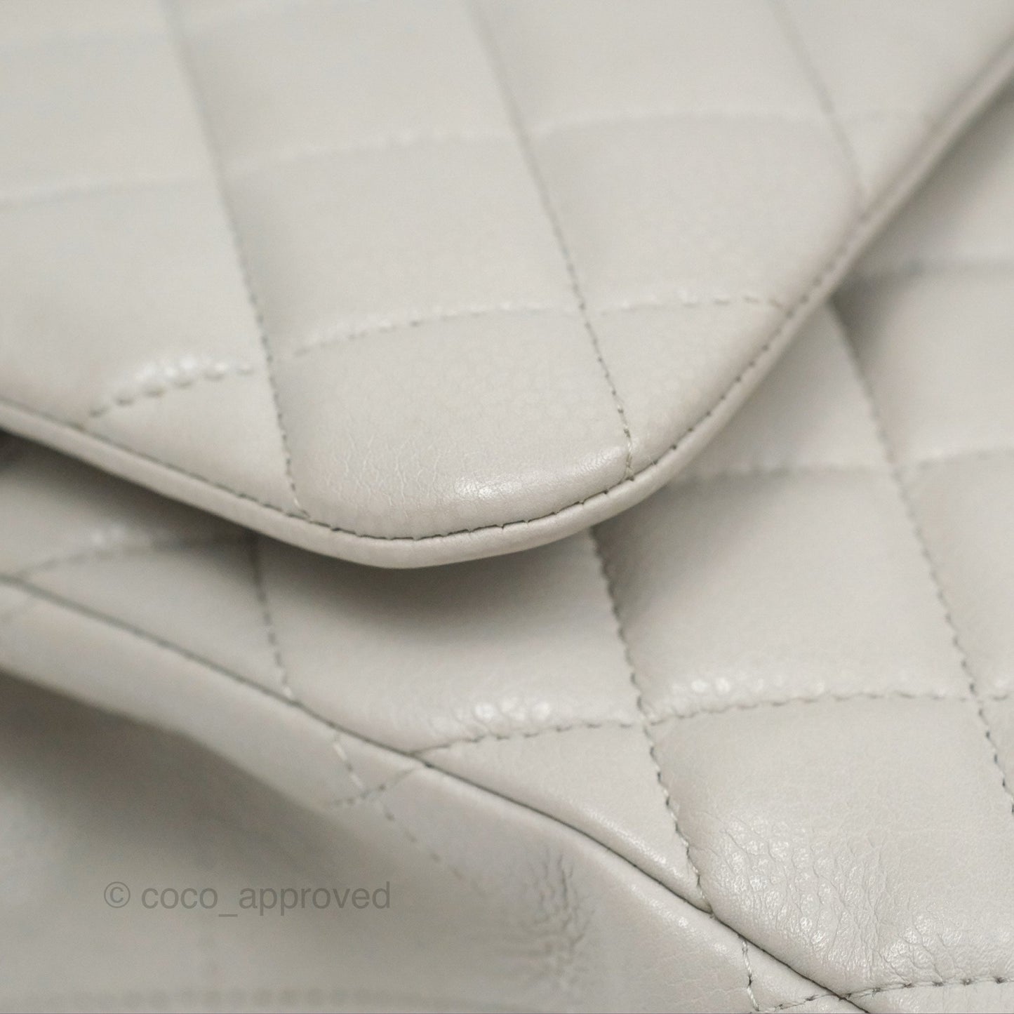 Chanel Jumbo Double Flap Light Grey Caviar Silver Hardware⁣⁣
