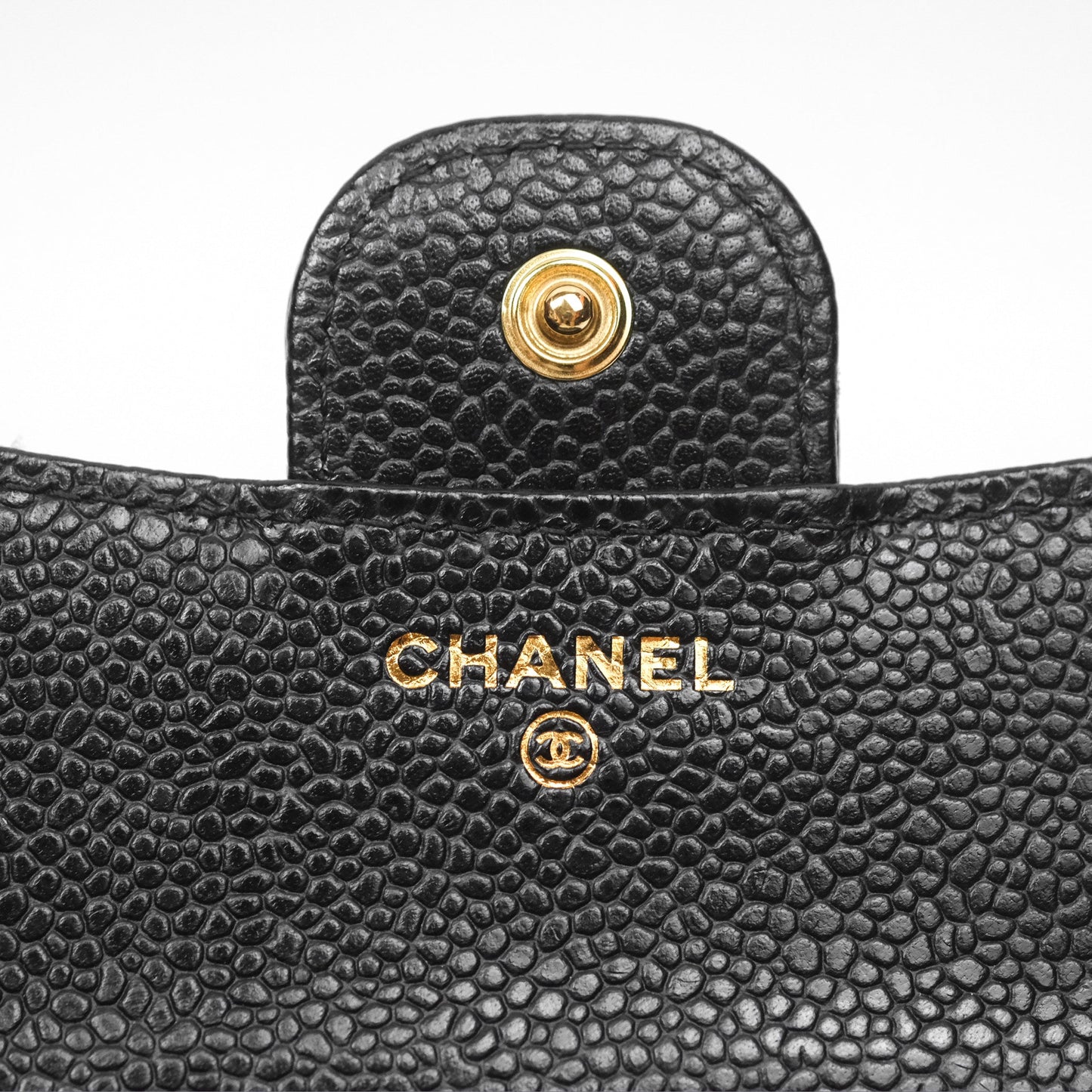 Chanel Classic Short Flap Wallet Black Caviar Gold Hardware