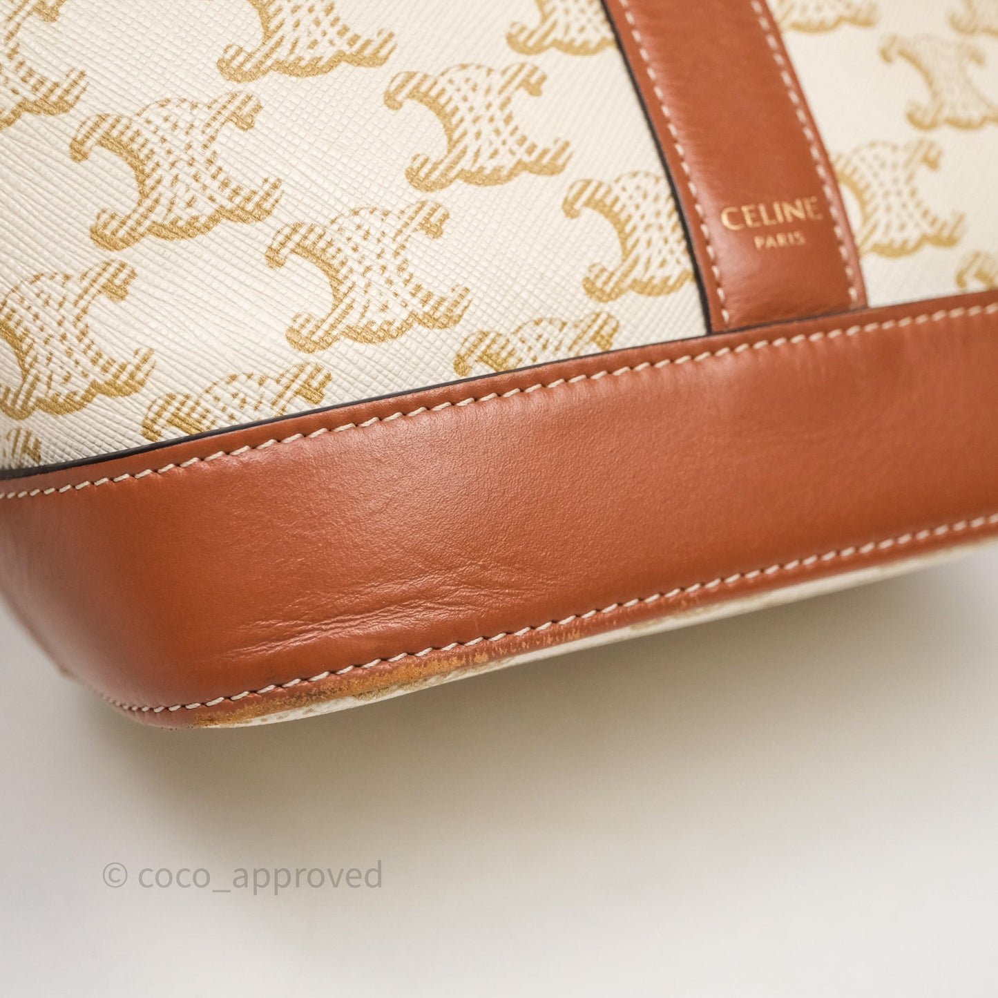Celine Small Bucket Triomphe Canvas Grege Calfskin