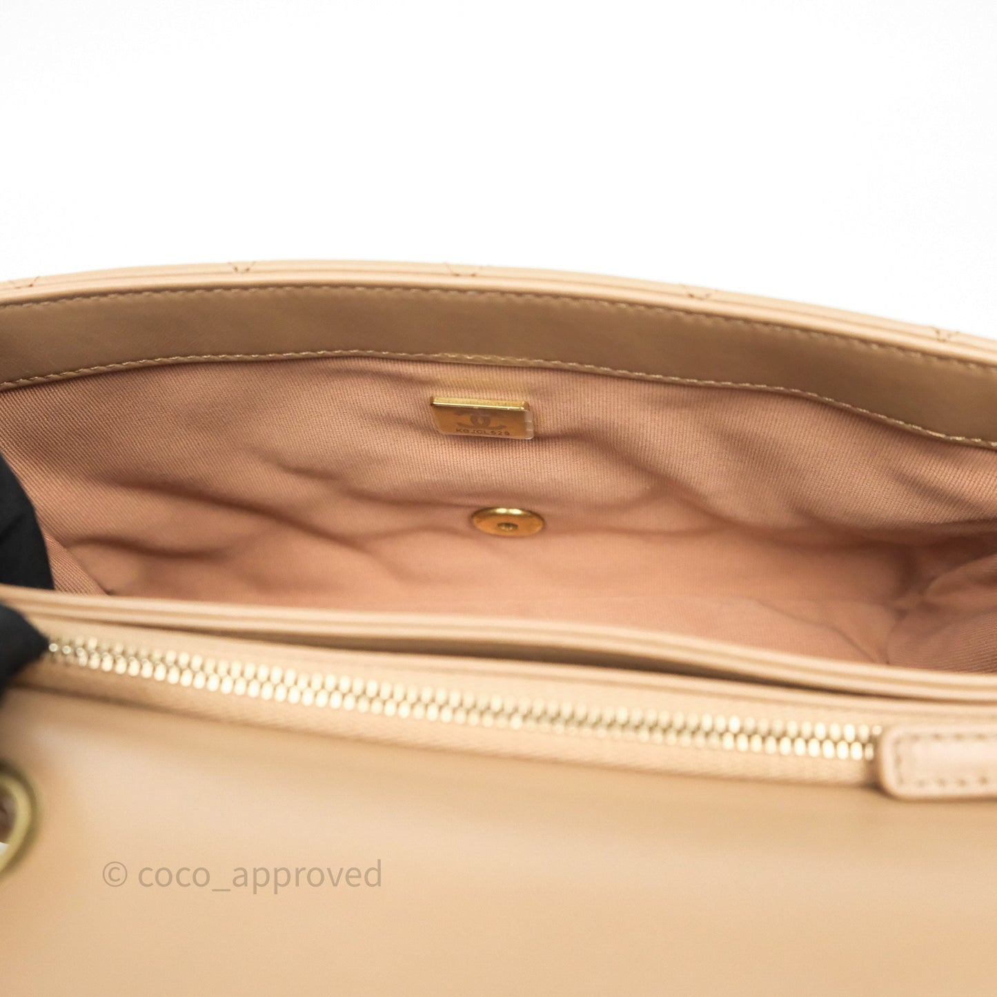 Chanel Medium All Slide Adjustable Chain Flap Bag Beige Lambskin Aged Gold Hardware