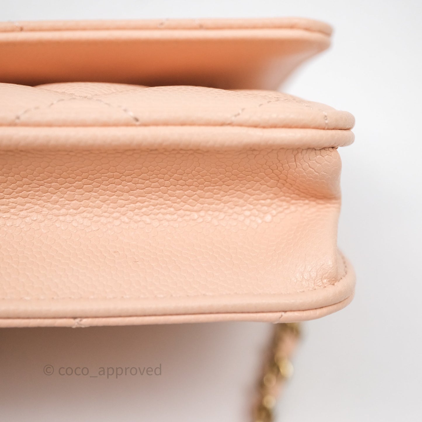 Chanel Quilted Classic Wallet on Chain WOC Pink Caviar Gold Hardware
