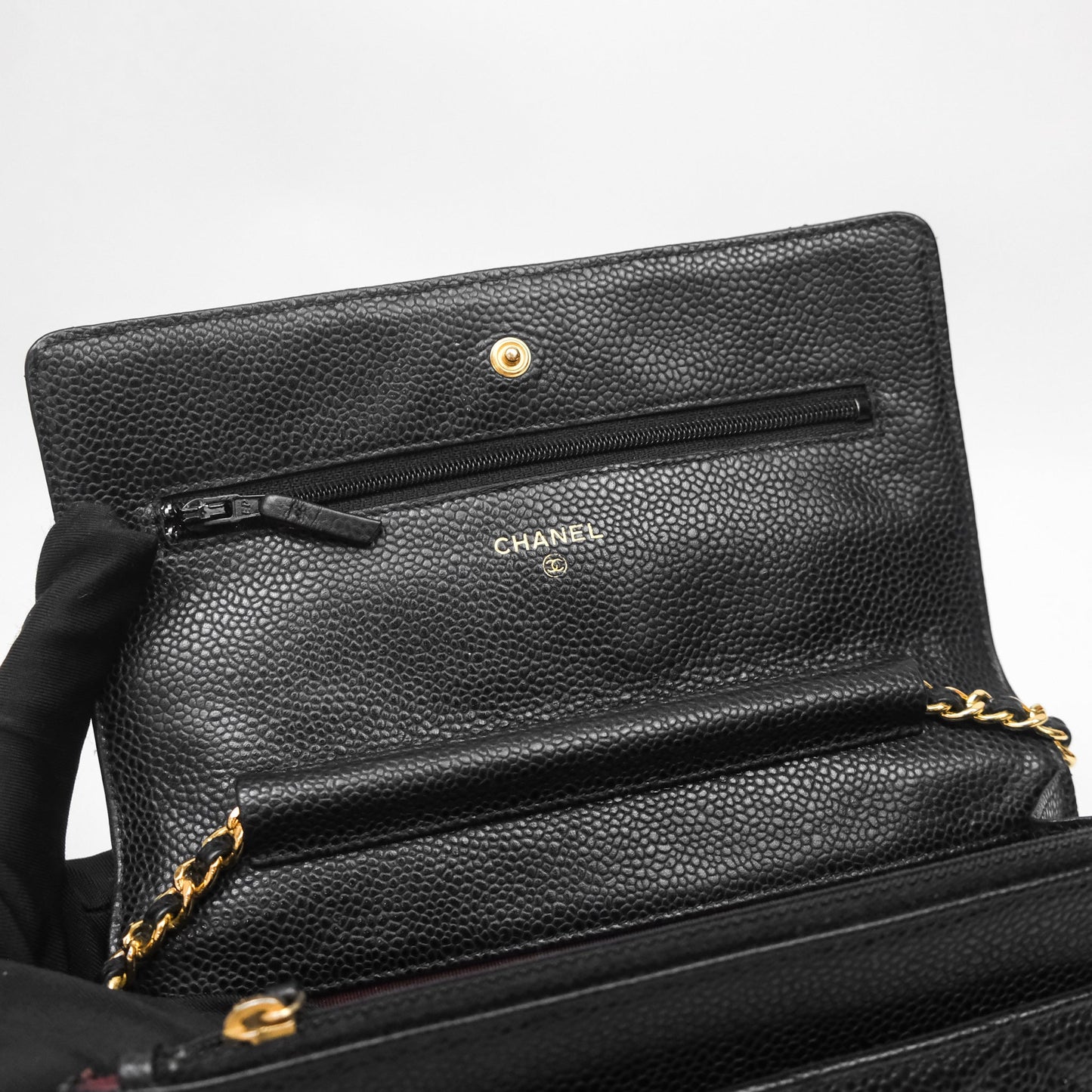 Chanel Quilted WOC Black Caviar Gold Hardware