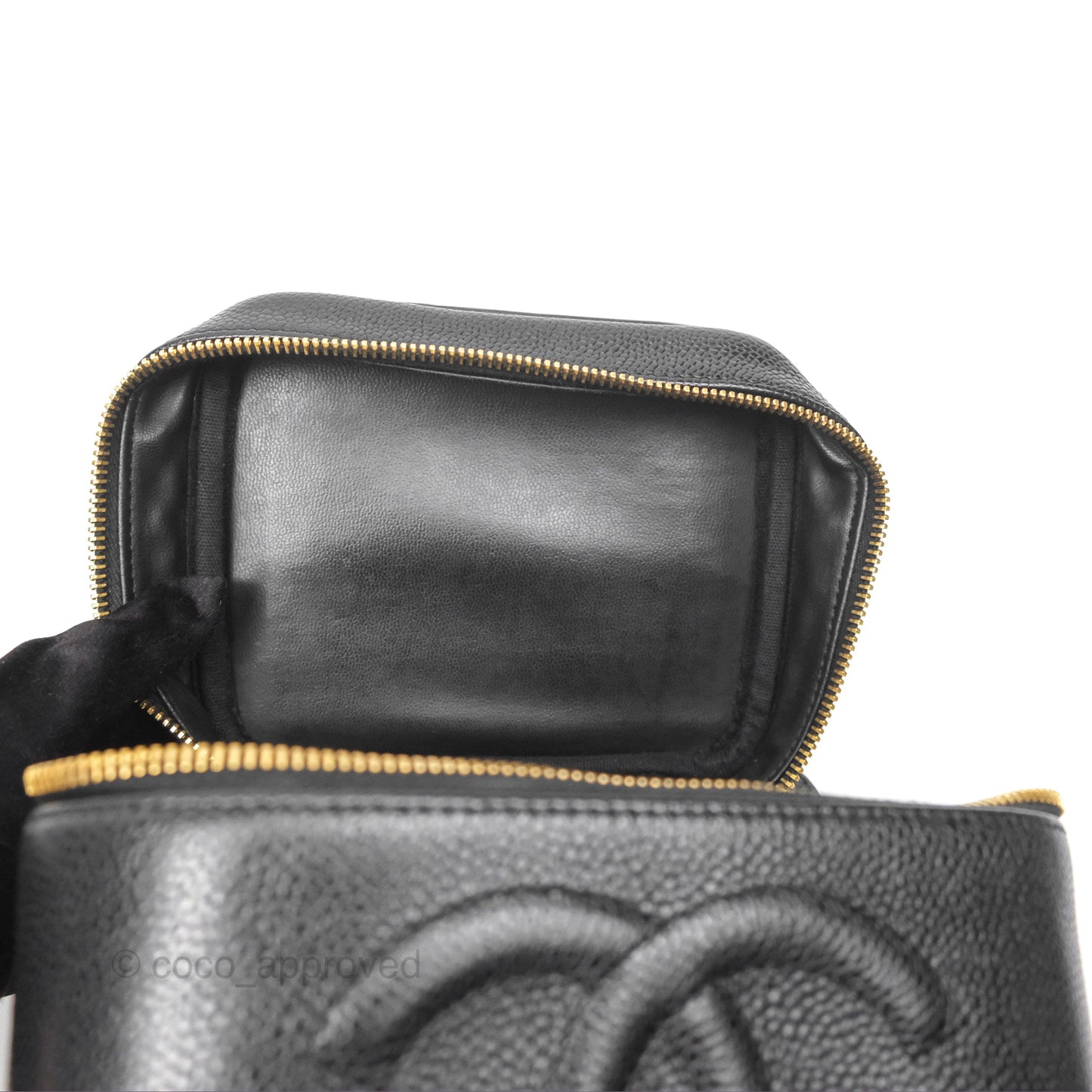 Chanel Vintage Vanity Case Black Caviar Gold Hardware