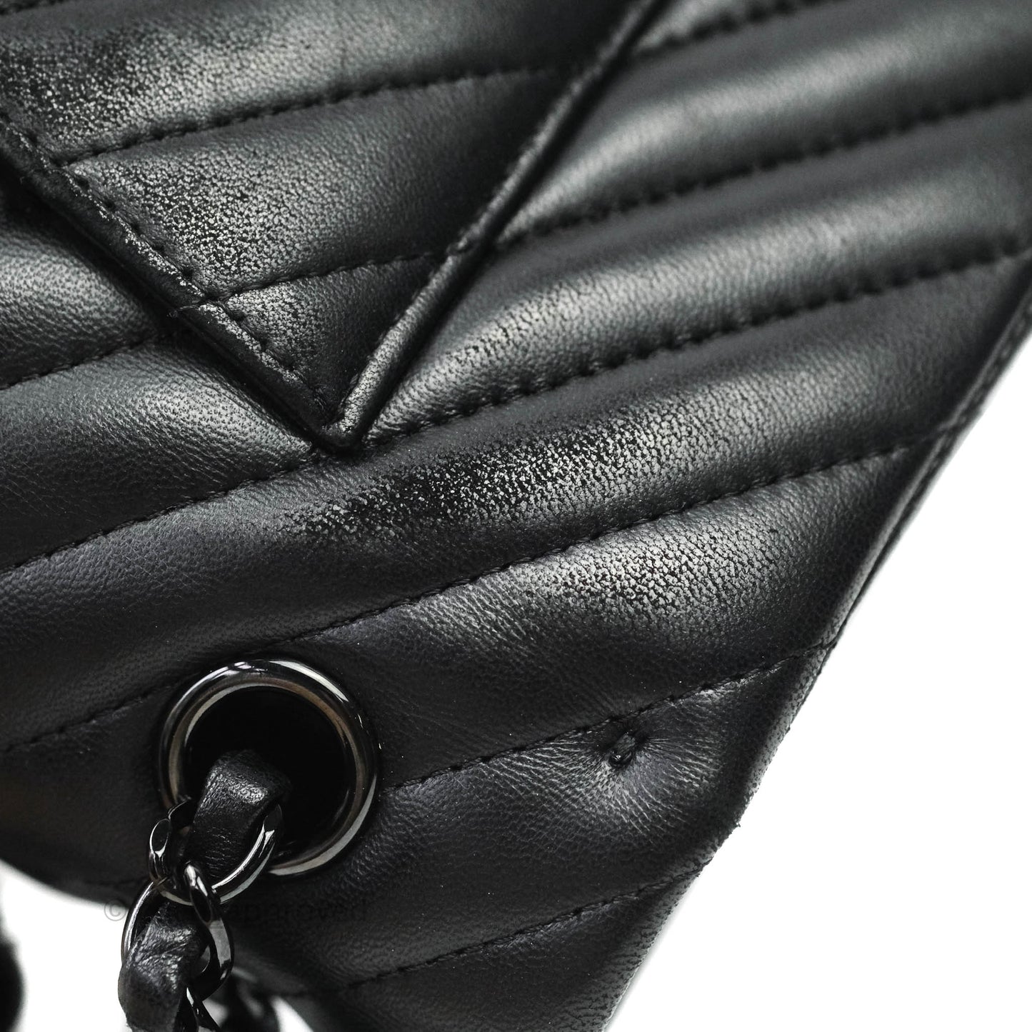 Chanel Classic Chevron M/L Medium Double Flap So Black Lambskin