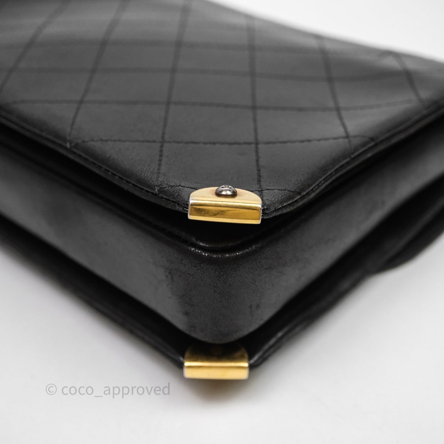Chanel Quilted Flap Bag Black Calfskin Aged Gold Hardware