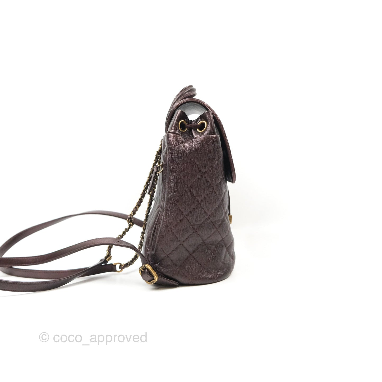 Chanel Quilted Filigree Backpack Iridescent Burgundy Caviar