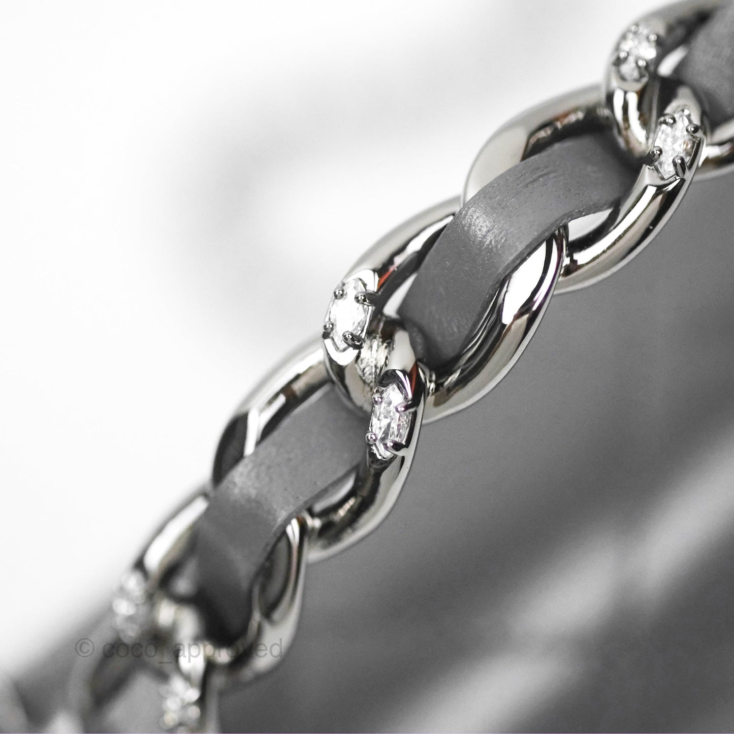 Chanel Top Handle Wallet On Chain WOC Dark Grey Calfskin Gun Metal 23K
