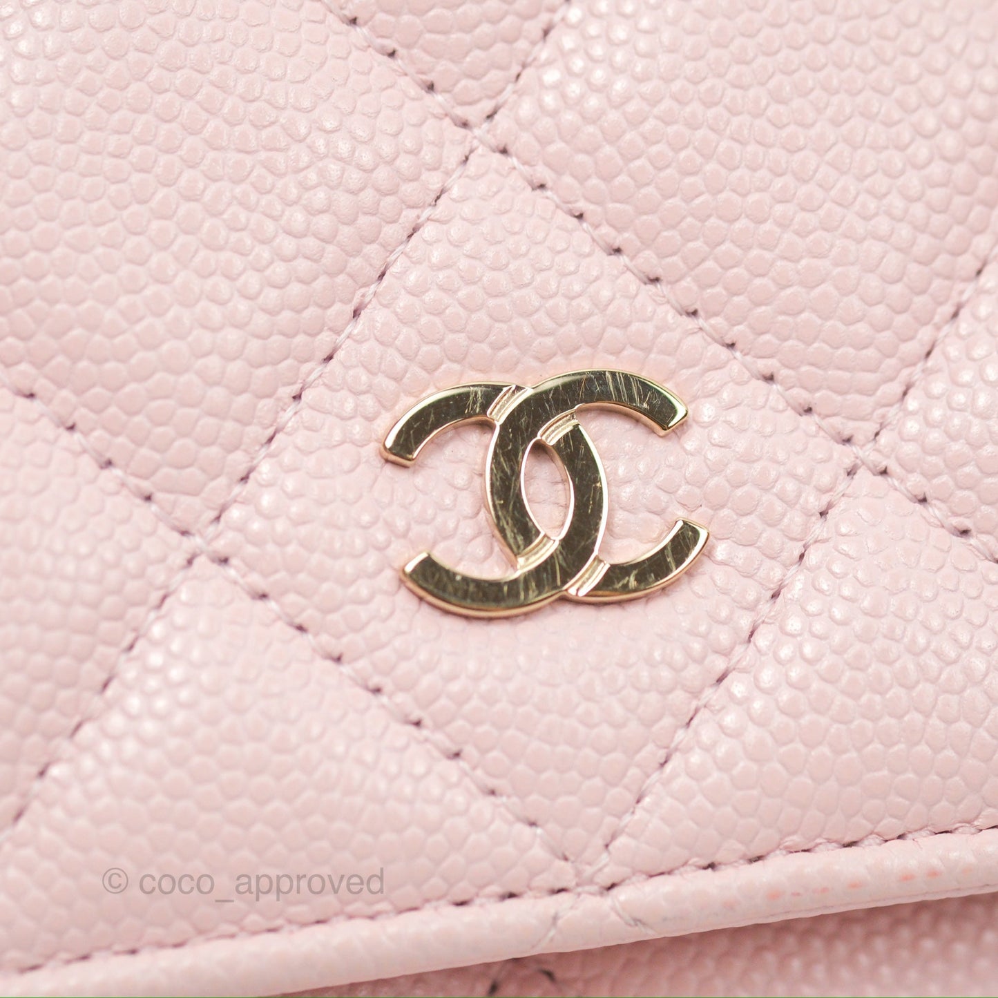 Chanel Quilted Classic Wallet On Chain WOC Pink Caviar Gold Hardware