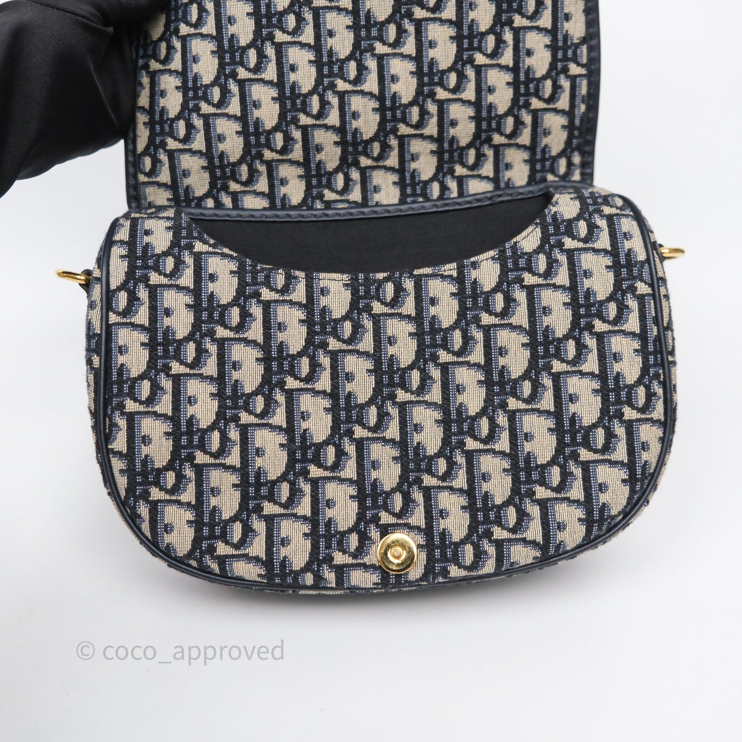 Christian Dior Medium Bobby Bag Blue Oblique Jacquard Canvas