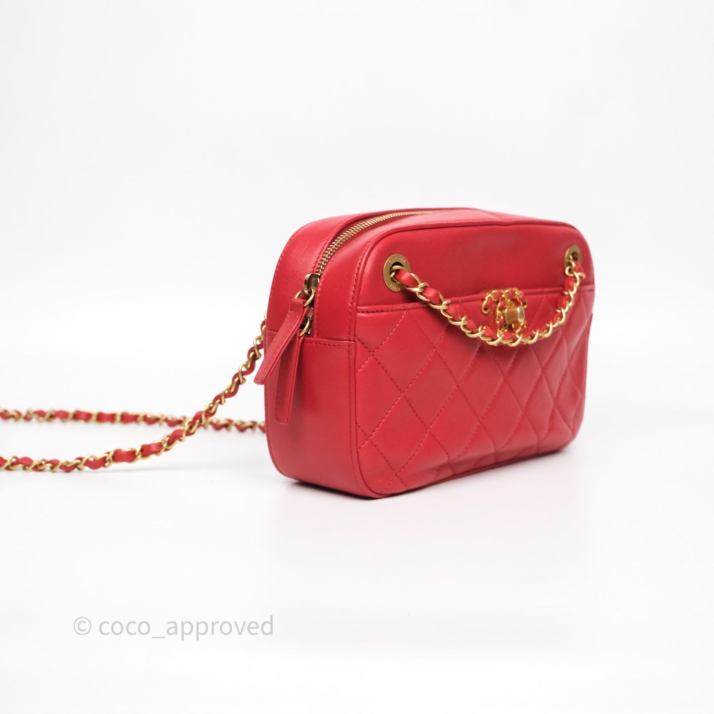 Chanel Infinity Camera Case Red Goatskin Aged Gold Hardware