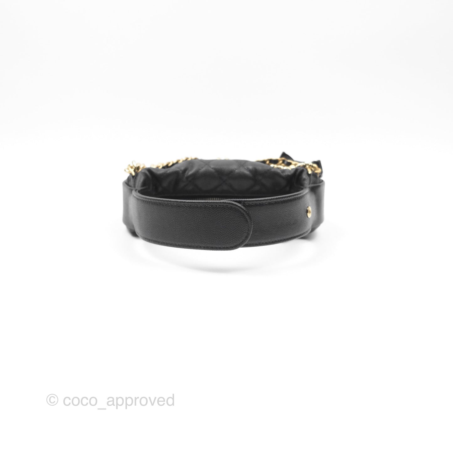 Chanel Bow Hobo Pouch Black Caviar Gold Hardware 24S