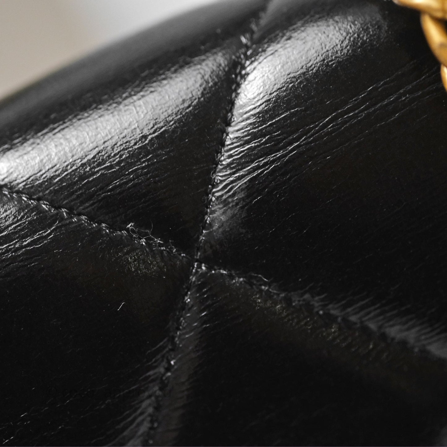 Chanel Quilted Medallion Wallet on Chain WOC Black Glossy Lambskin Gold Hardware 22K