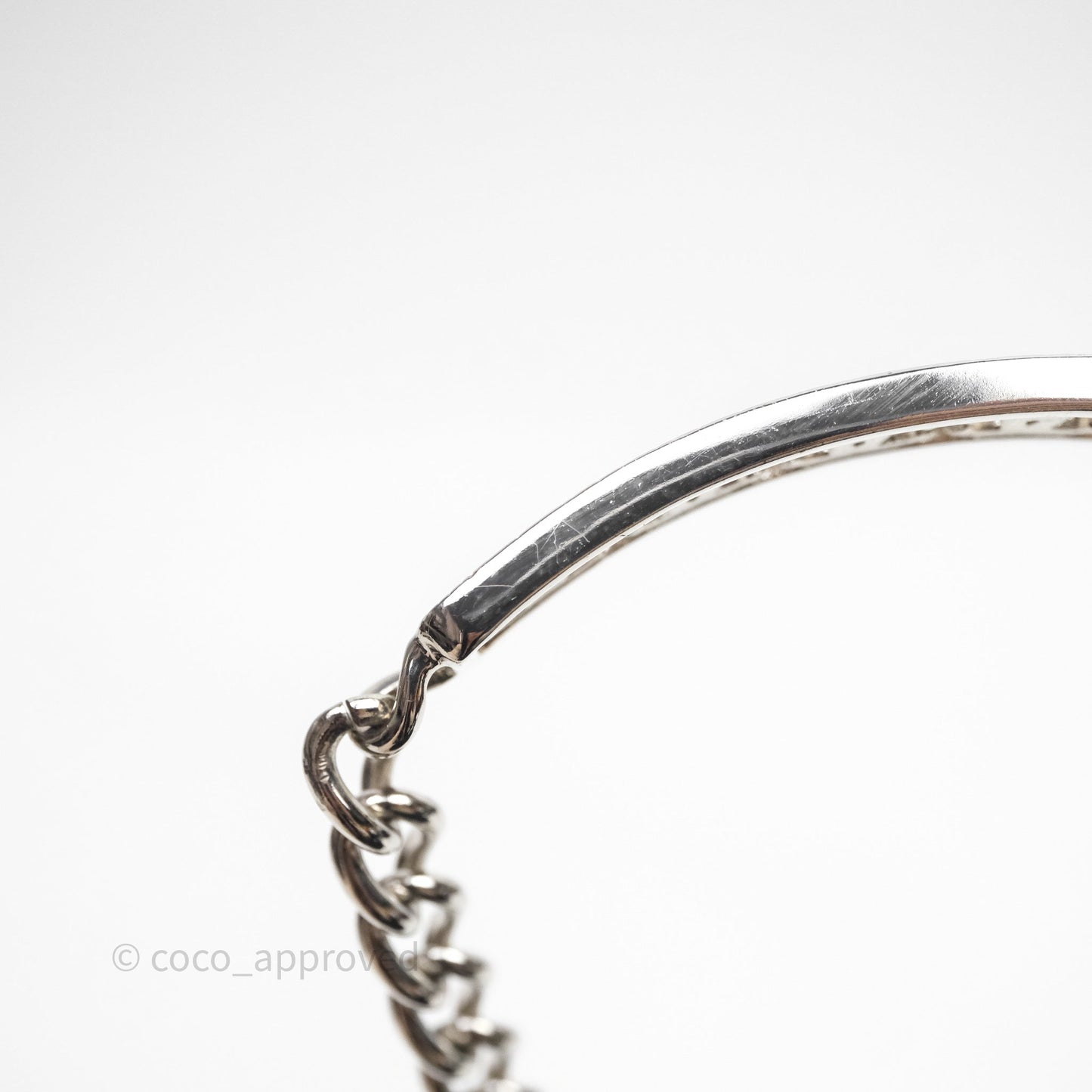 Chanel Crystal Logo Silver Chain Choker 22A