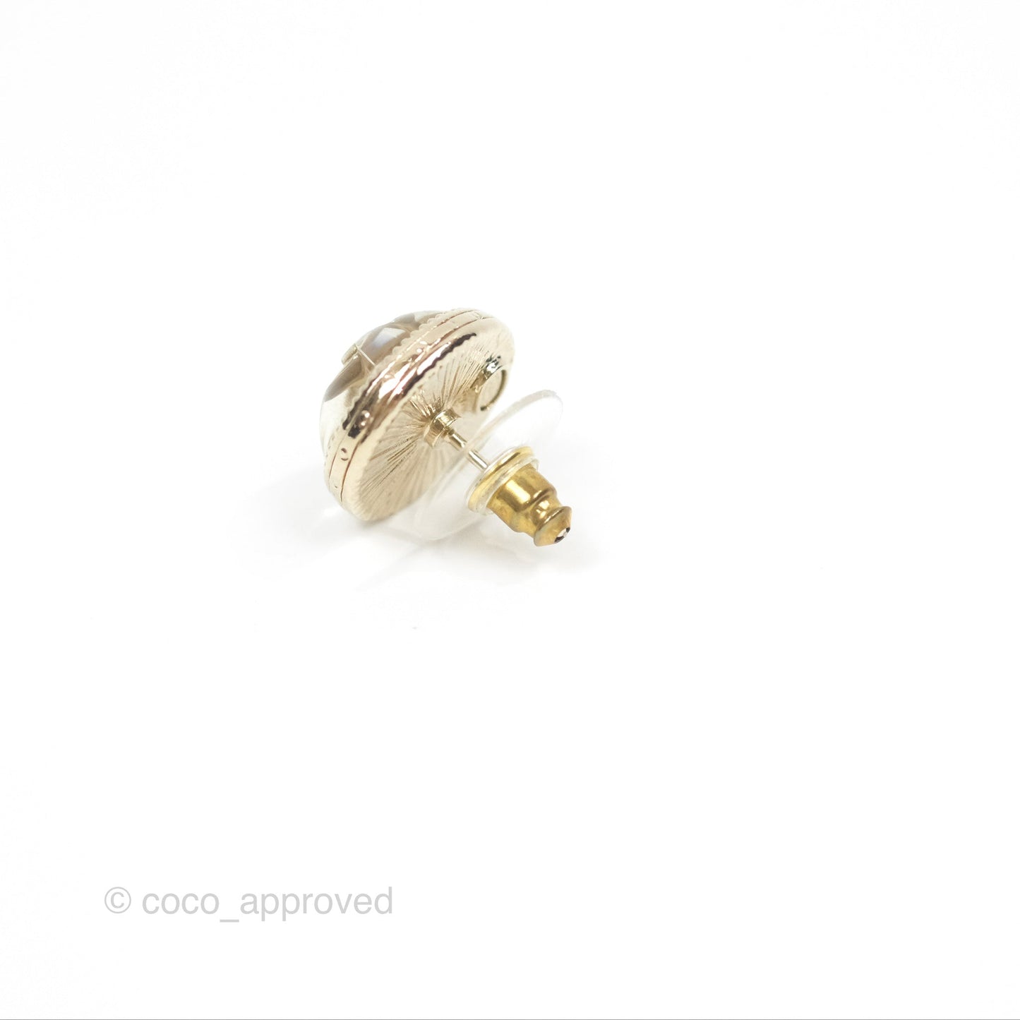 Chanel CC Crystal Round Earrings Gold Tone 22C