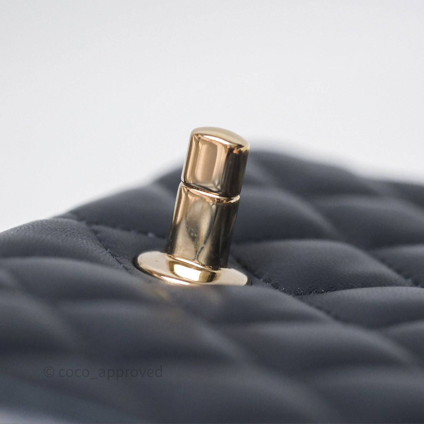 Chanel Mini Square Flap Quilted Navy Lambskin Gold Hardware