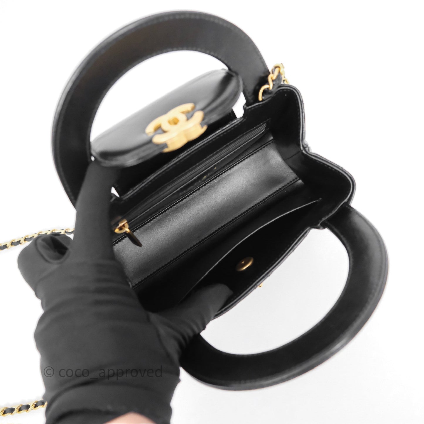 Chanel Kelly Bag Quilted Black Shiny Crumpled Calfskin Aged Gold Hardware