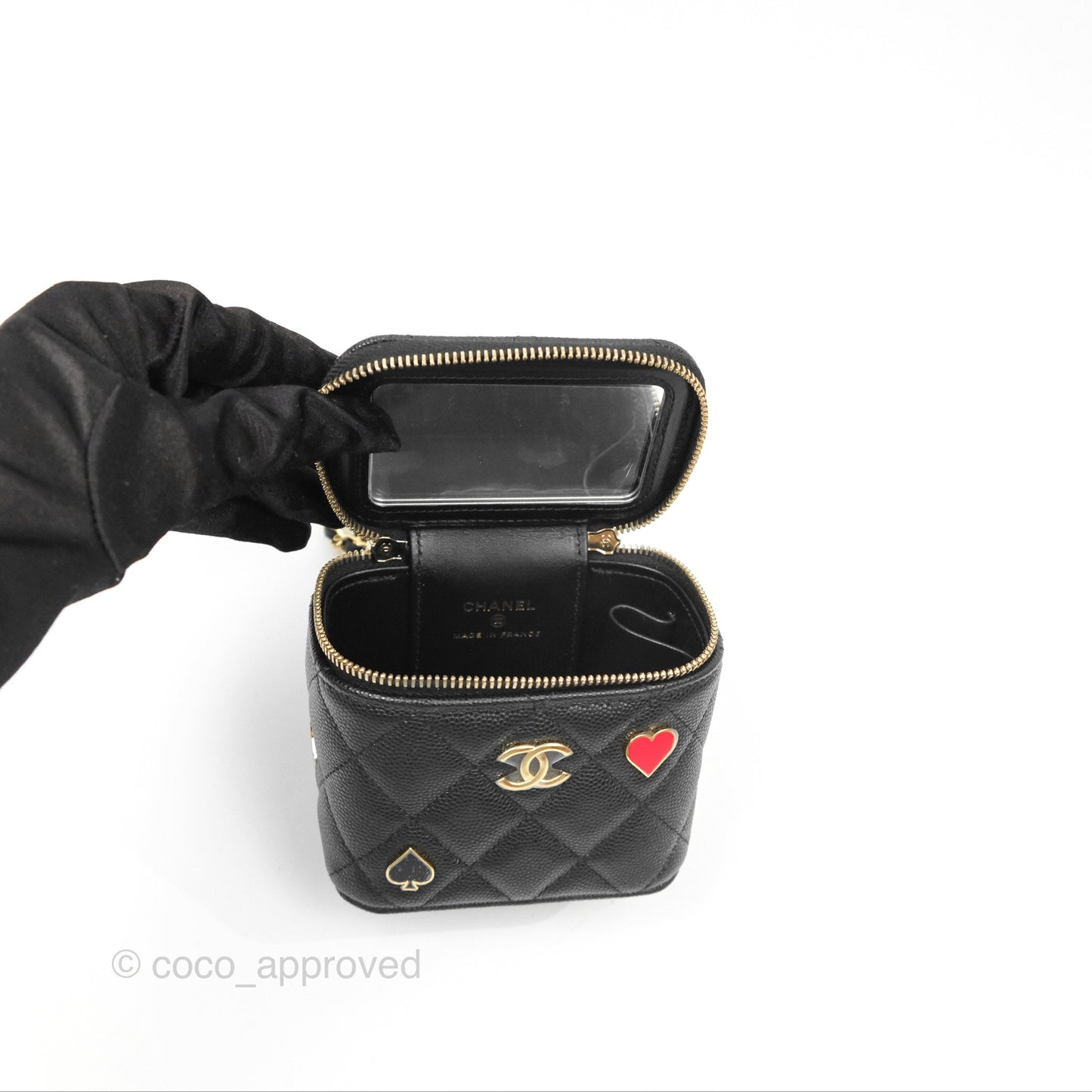 Chanel Mini Poker Vanity With Chain Black Caviar Gold Hardware