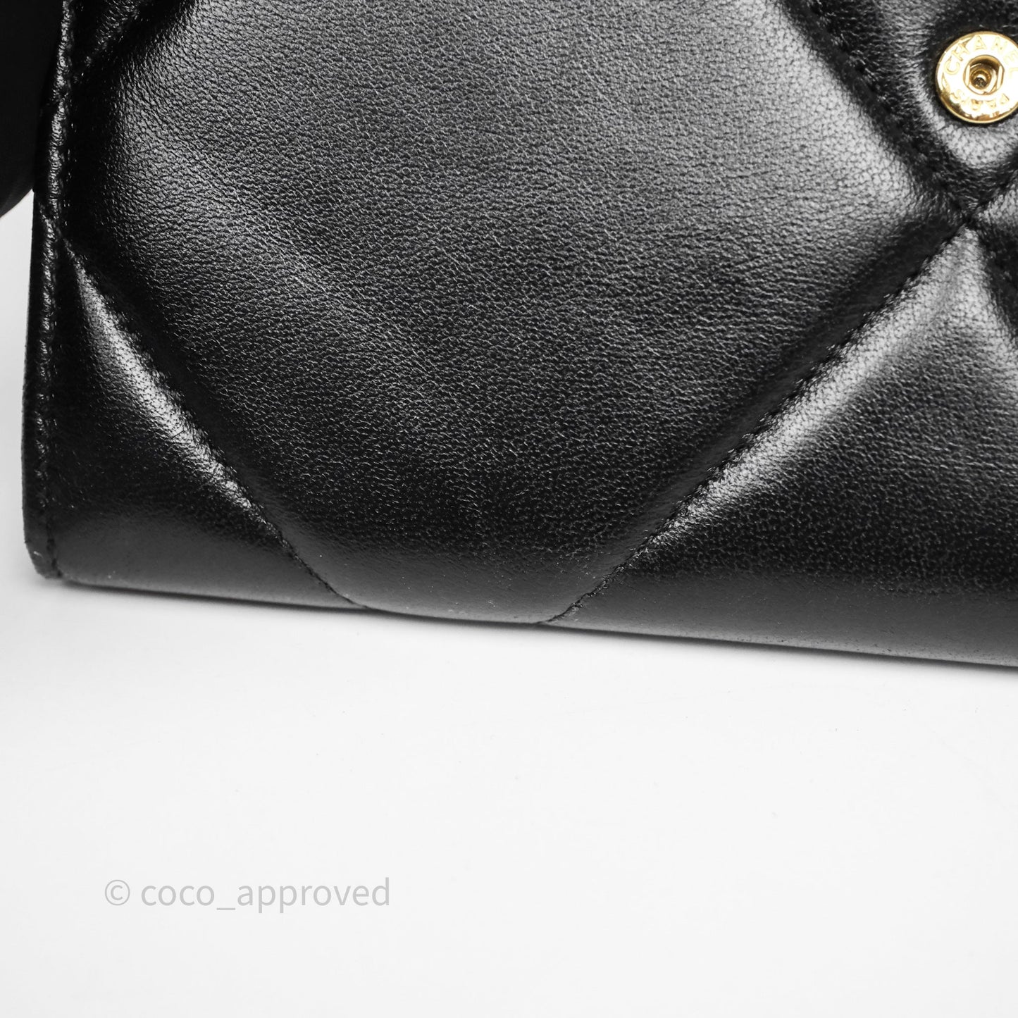 Chanel Quilted 19 Flap Long Wallet Black Lambskin Aged Gold Hardware