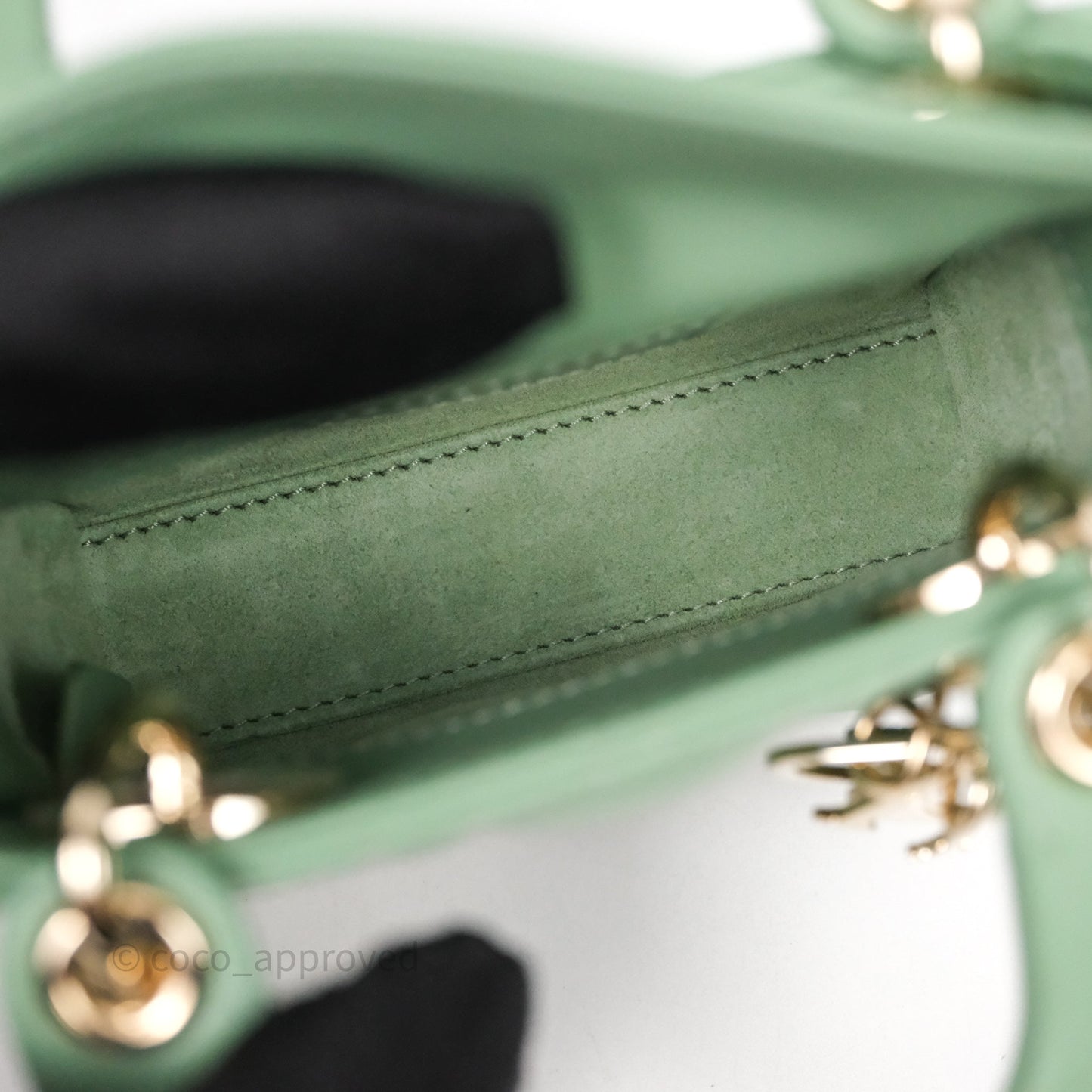 Christian Dior Micro Lady Dior Green Lambskin Cannage Gold Hardware