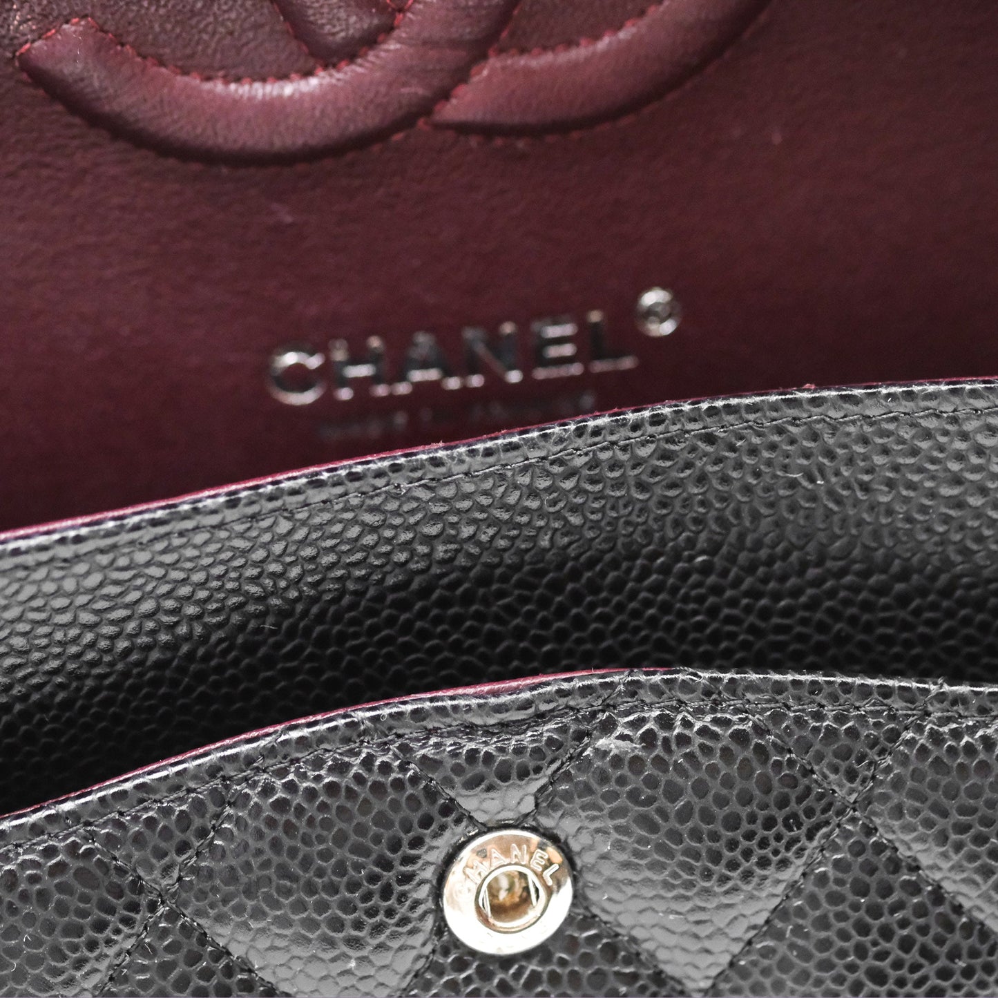 Chanel Classic M/L Medium Flap Quilted Black Caviar Silver Hardware